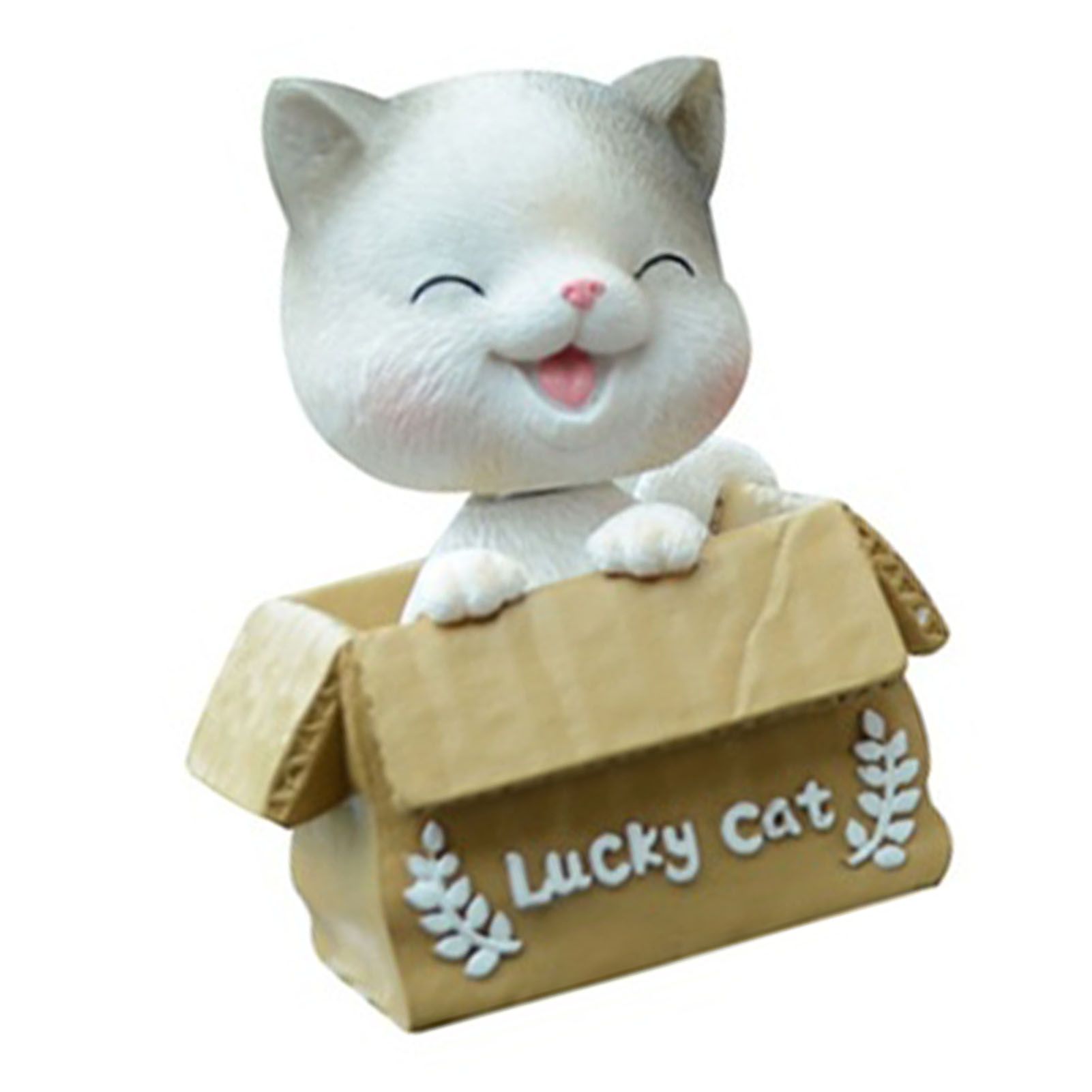 Car Dashboard Lucky Cat Decor Resin Shaking Head Cat Ornament Cute Cartoon view 3