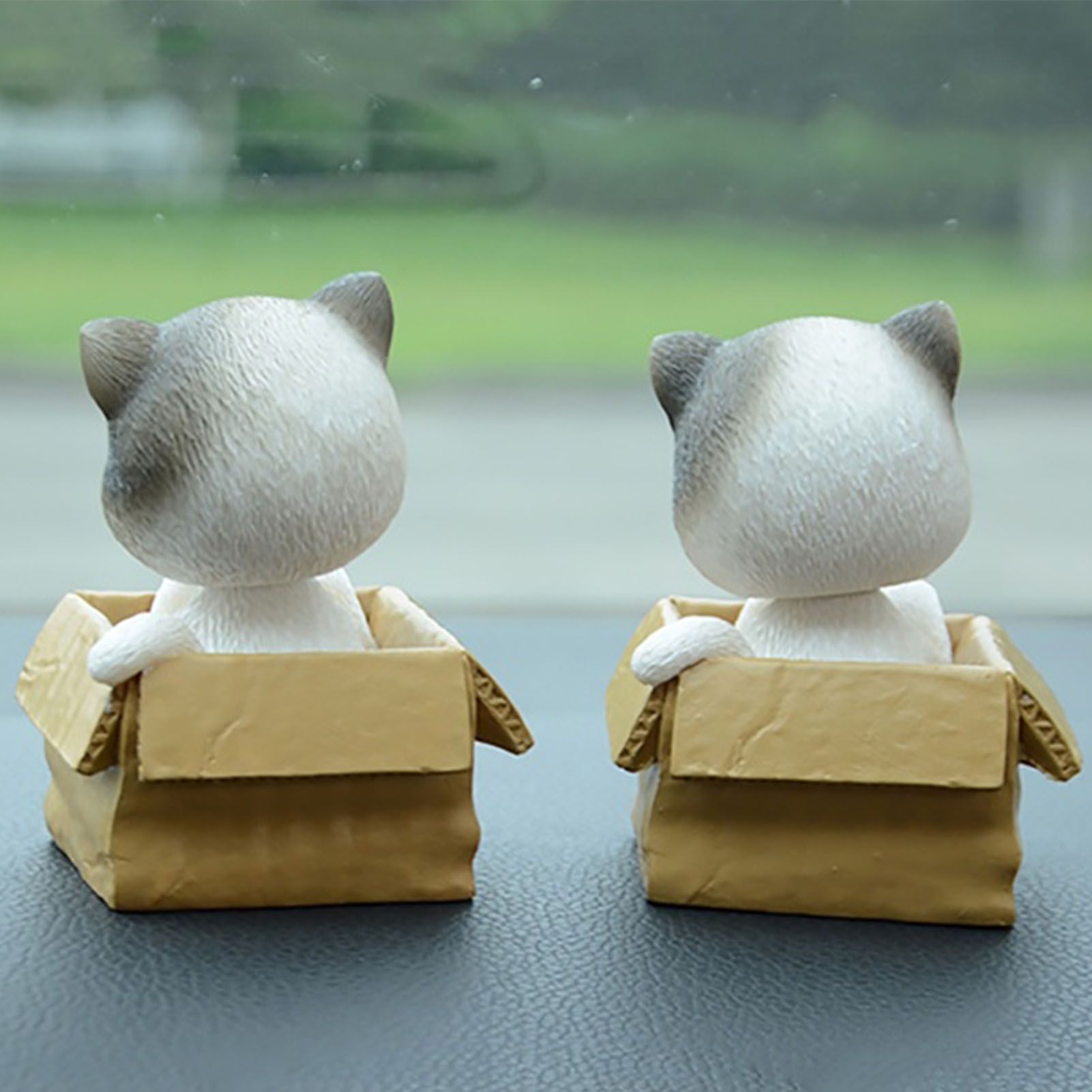 Car Dashboard Lucky Cat Decor Resin Shaking Head Cat Ornament Cute Cartoon view 10