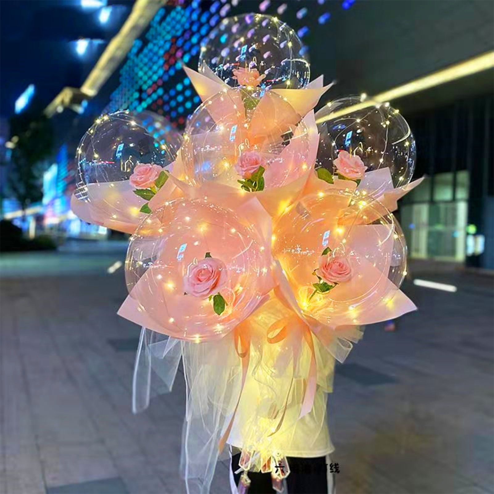 Luminous Balloon Rose Bouquet Transparent Ball Bouquet Valentines Day Gifts view 5
