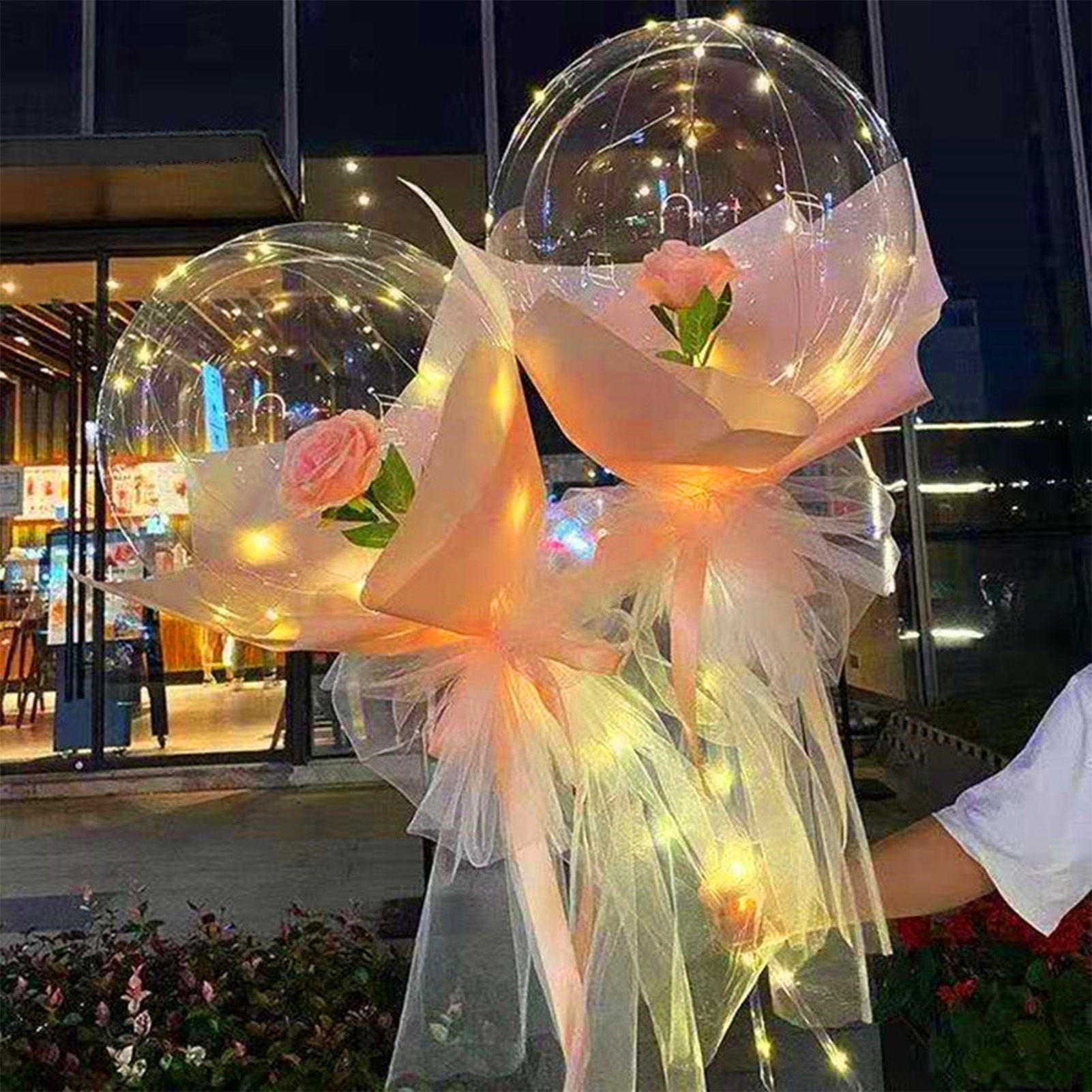 Luminous Balloon Rose Bouquet Transparent Ball Bouquet Valentines Day Gifts view 6