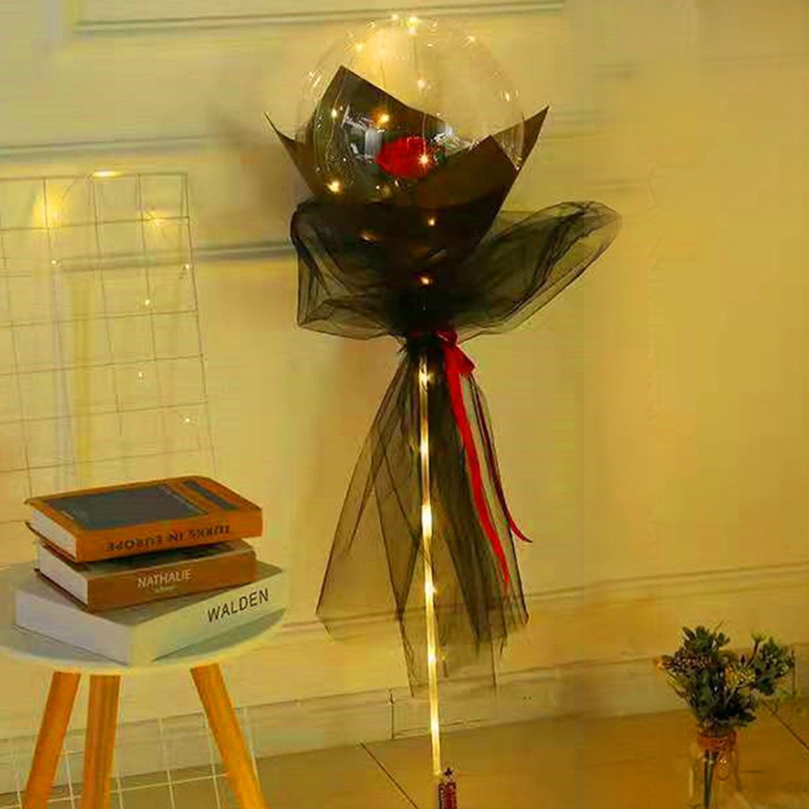 Luminous Balloon Rose Bouquet Transparent Ball Bouquet Valentines Day Gifts view 5