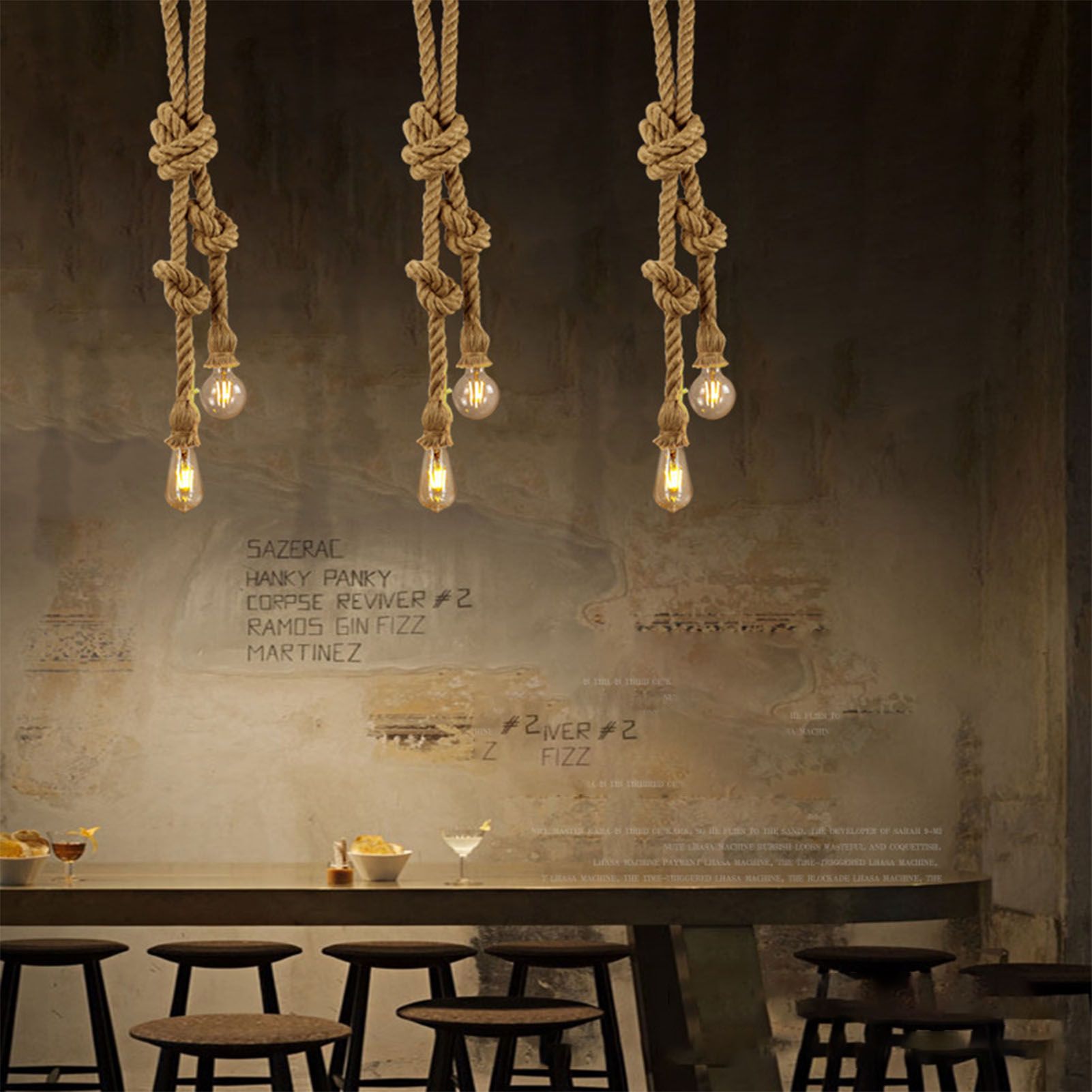 Pendant Light Hemp Rope Retro Industrial Style Hanging Lamp Ceiling Lamp Jute view 11