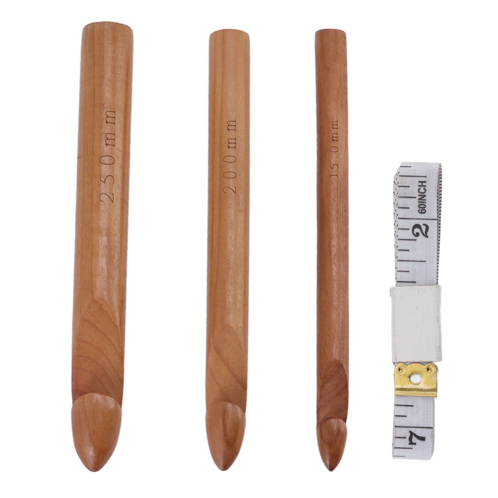 Single Head Wooden Crochet Hooks 25mm 20mm 15mm Crochet Hook for Sweaters Hats