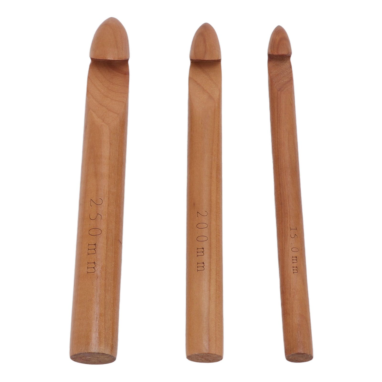 Single Head Wooden Crochet Hooks 25mm 20mm 15mm Crochet Hook for Sweaters Hats view 2