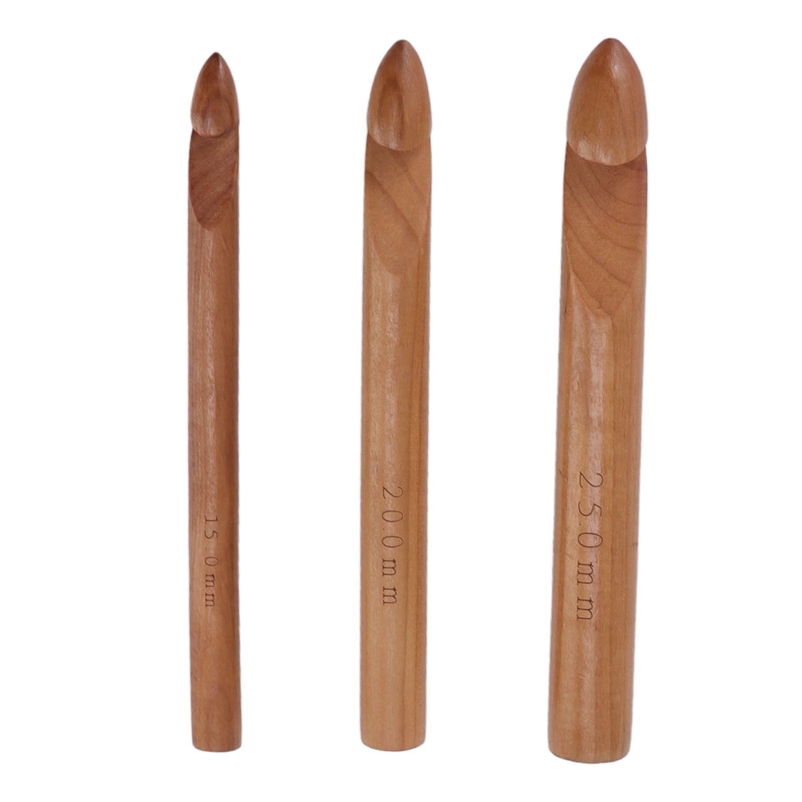 Single Head Wooden Crochet Hooks 25mm 20mm 15mm Crochet Hook for Sweaters Hats view 7