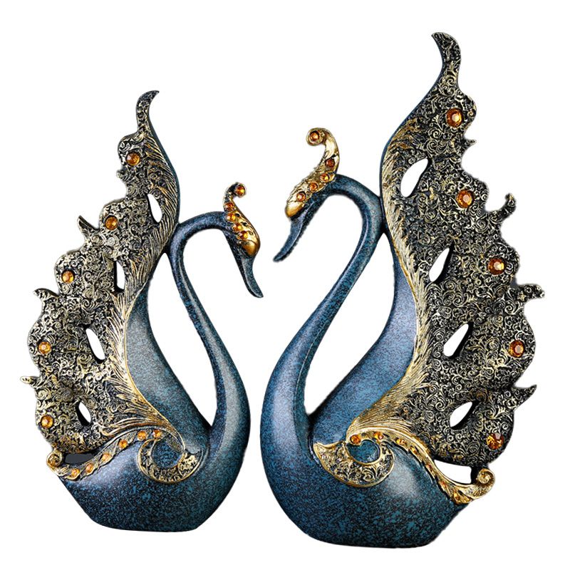 2PCS Peacock Ornaments Natural Resin Desktop Peacock Sculpture for Wine view 3