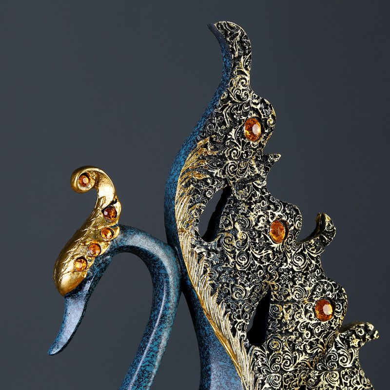 2PCS Peacock Ornaments Natural Resin Desktop Peacock Sculpture for Wine view 7