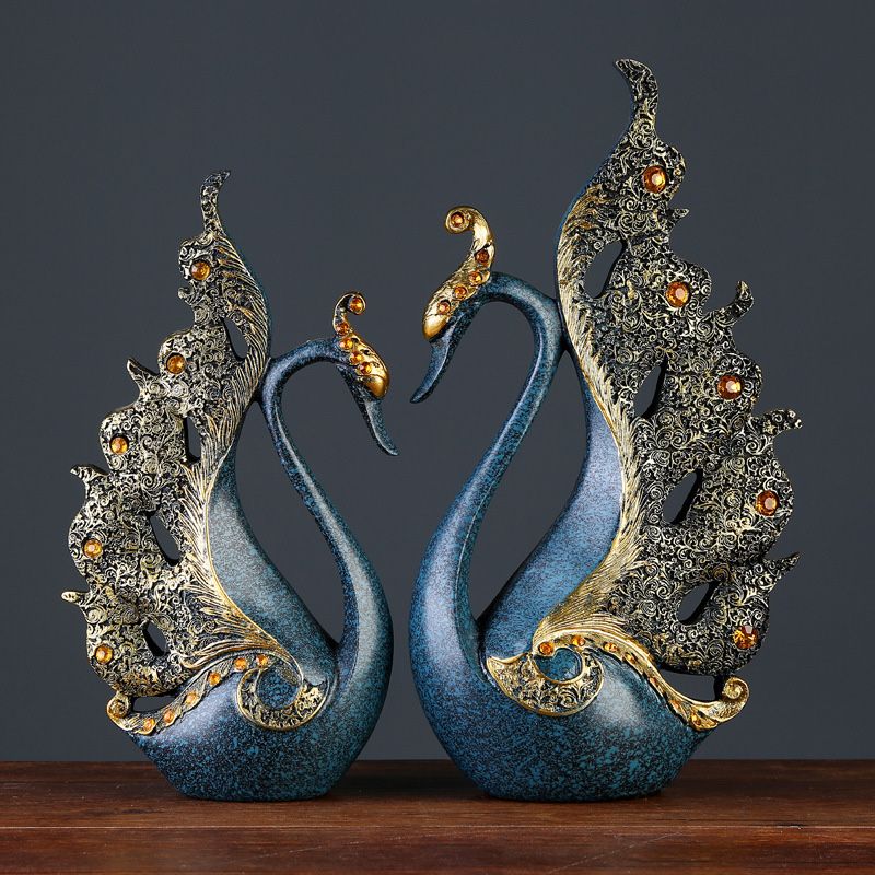 2PCS Peacock Ornaments Natural Resin Desktop Peacock Sculpture for Wine view 13