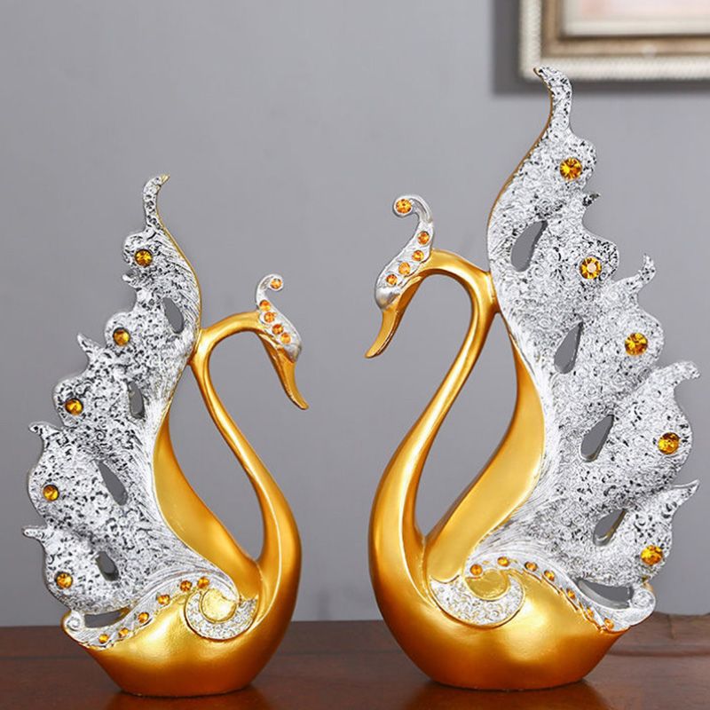 2PCS Peacock Ornaments Natural Resin Desktop Peacock Sculpture for Wine view 5