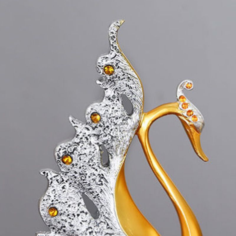 2PCS Peacock Ornaments Natural Resin Desktop Peacock Sculpture for Wine view 6