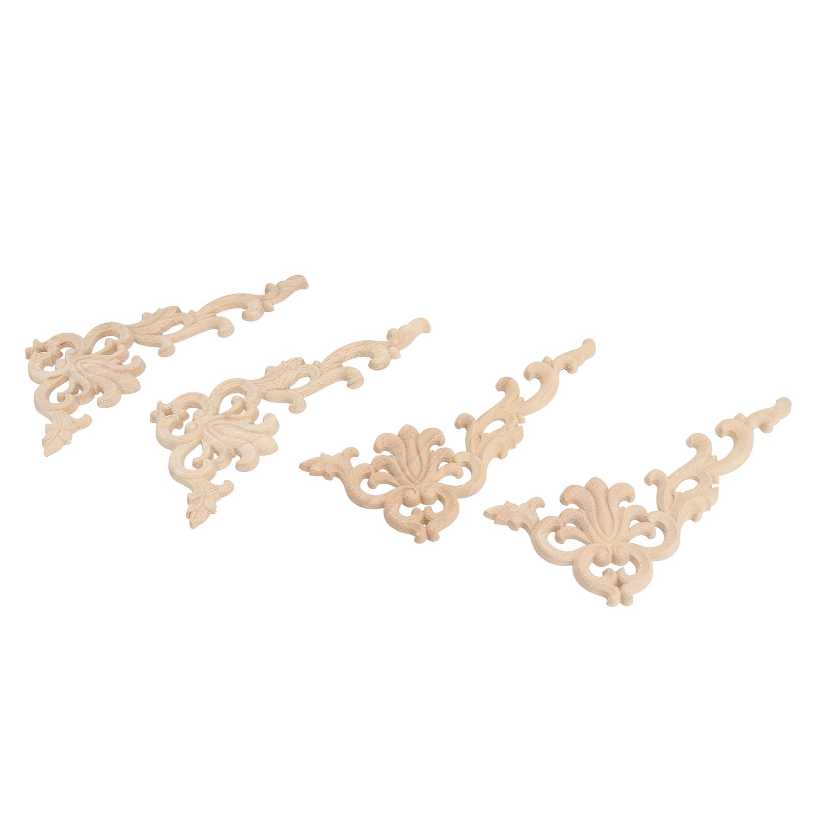 4Pcs Wood Corner Applique Decorative Carved Corner Onlay Applique for Cabinet view 3