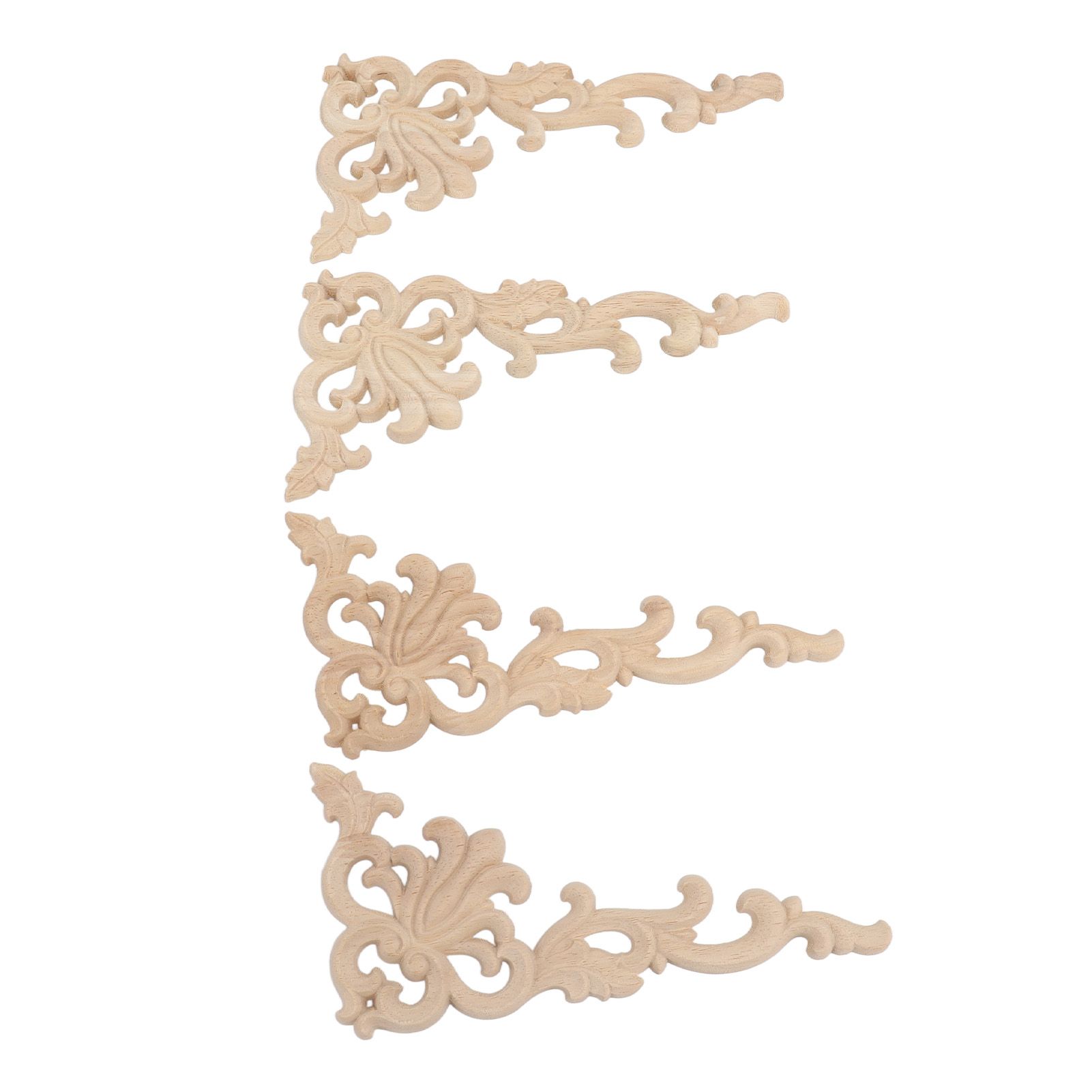 4Pcs Wood Corner Applique Decorative Carved Corner Onlay Applique for Cabinet view 5
