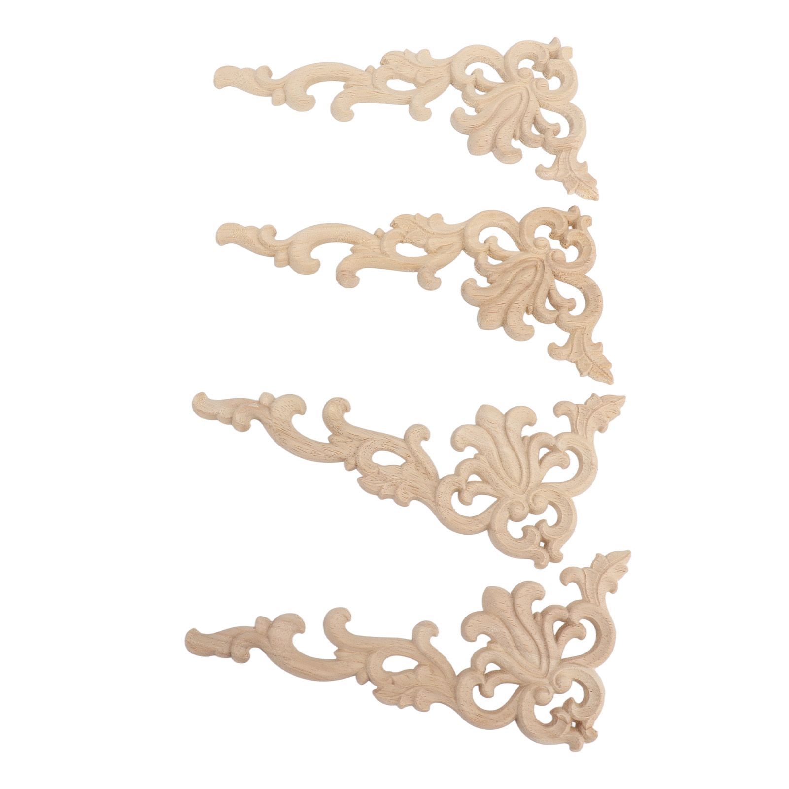 4Pcs Wood Corner Applique Decorative Carved Corner Onlay Applique for Cabinet view 6