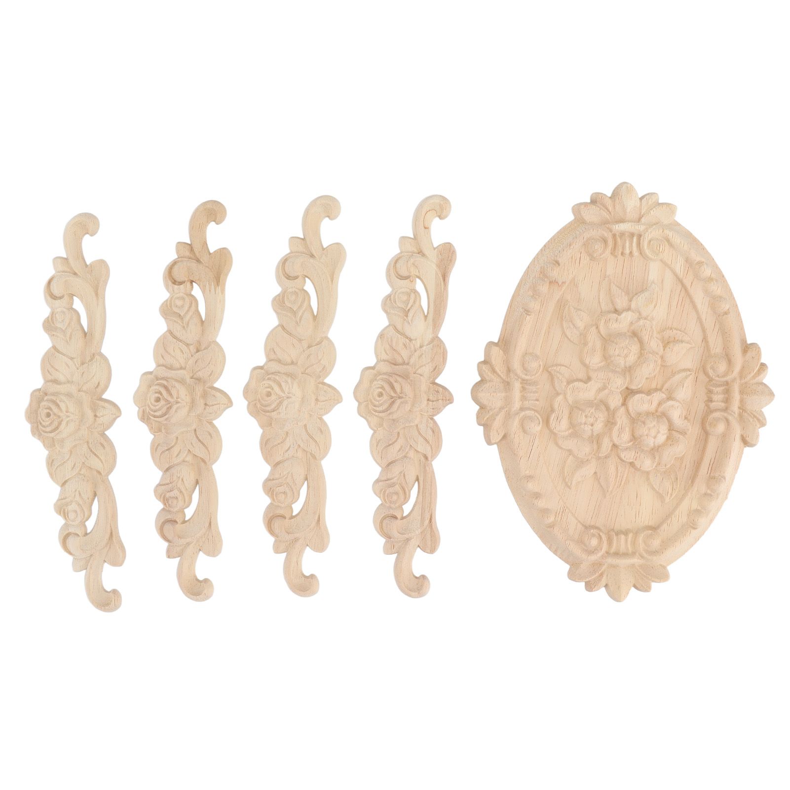 Wood Appliques European Style Exquisite Appearance Decorative Wood Carved — image 1