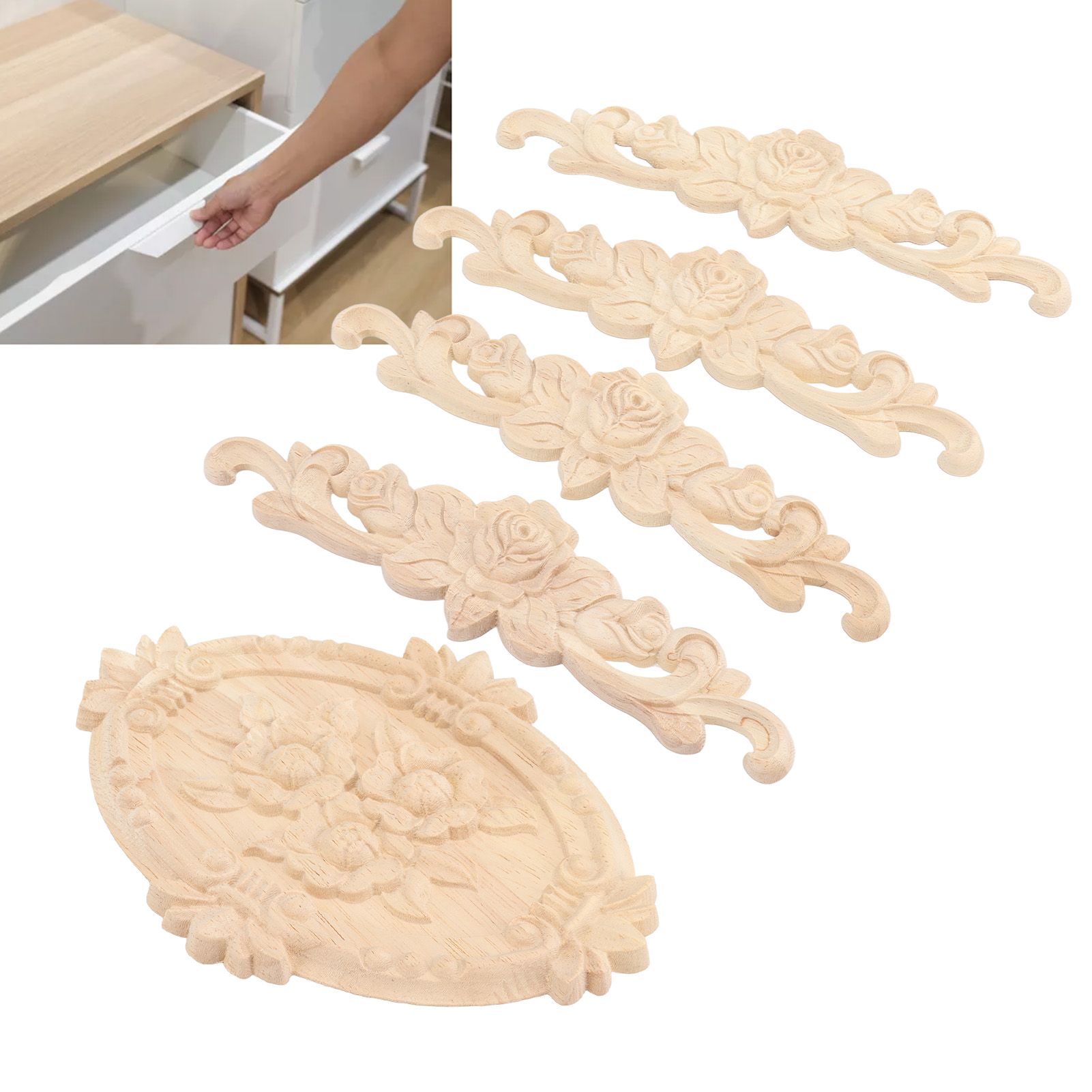Wood Appliques European Style Exquisite Appearance Decorative Wood Carved view 12