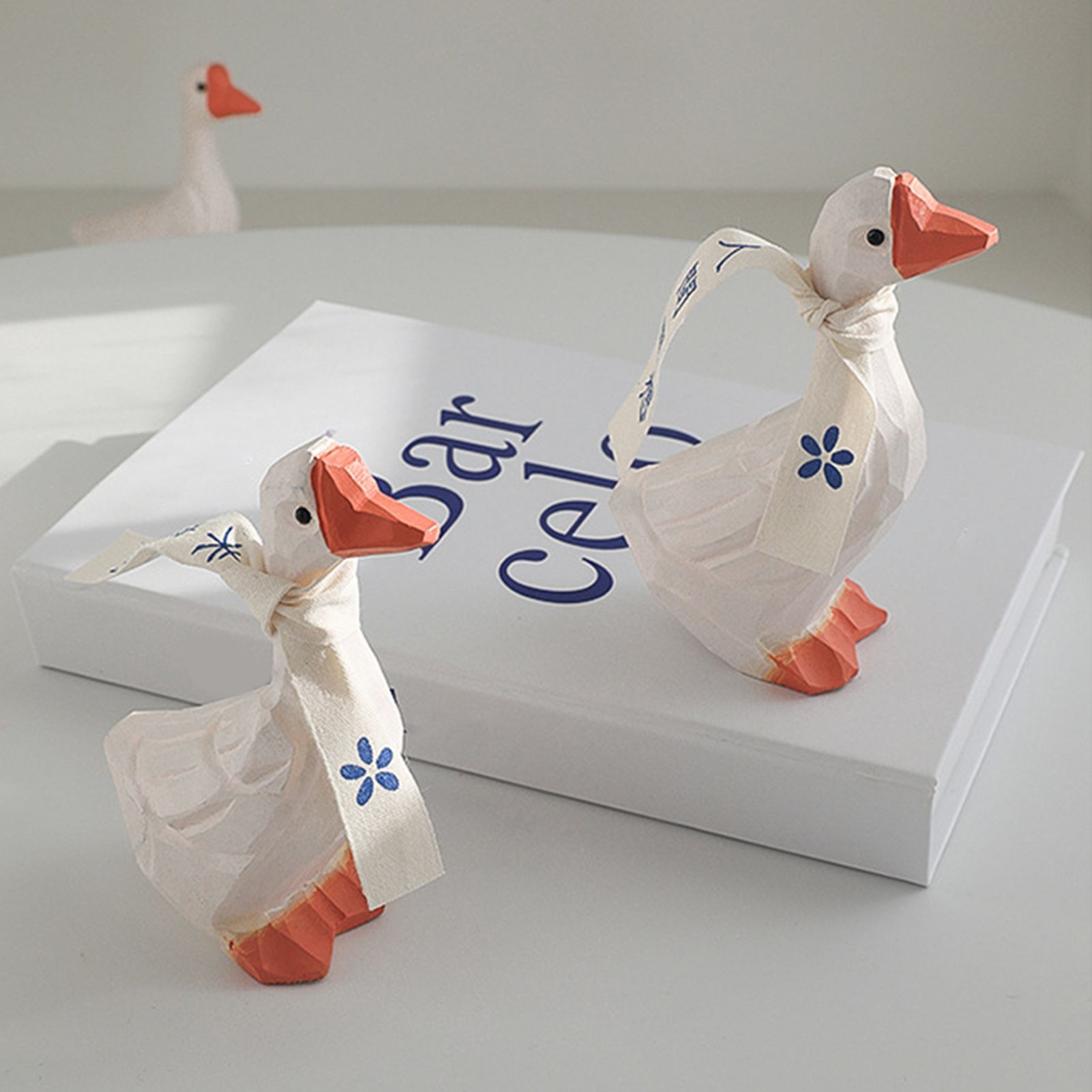 White Duck Ornaments Gypsum Lifelike Duck Figurine Decoration for Home view 5