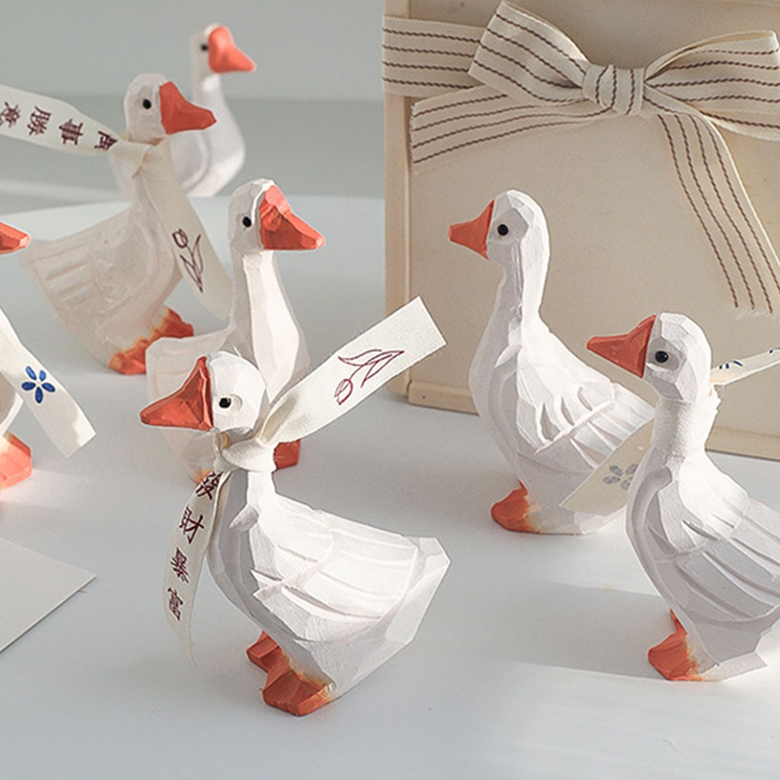 White Duck Ornaments Gypsum Lifelike Duck Figurine Decoration for Home view 6