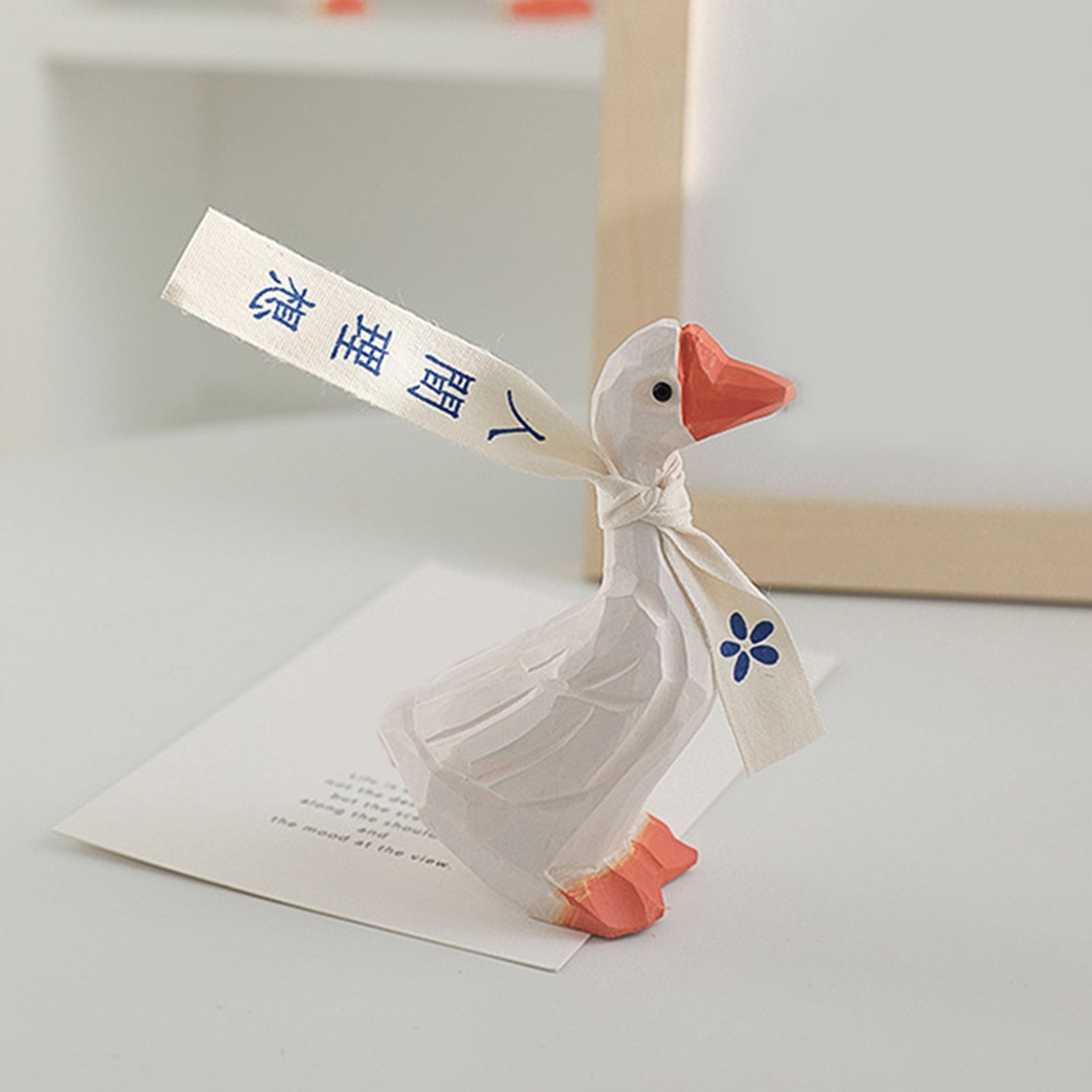 White Duck Ornaments Gypsum Lifelike Duck Figurine Decoration for Home view 7