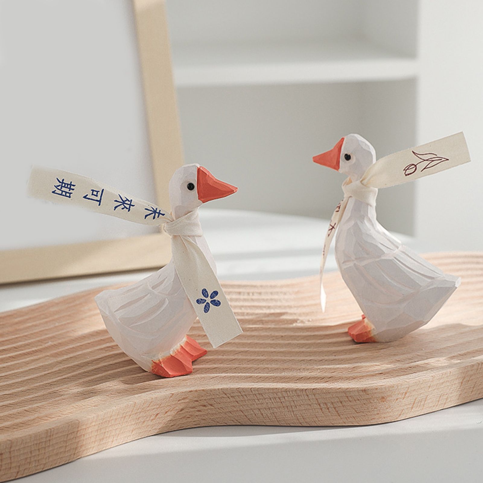 White Duck Ornaments Gypsum Lifelike Duck Figurine Decoration for Home view 8