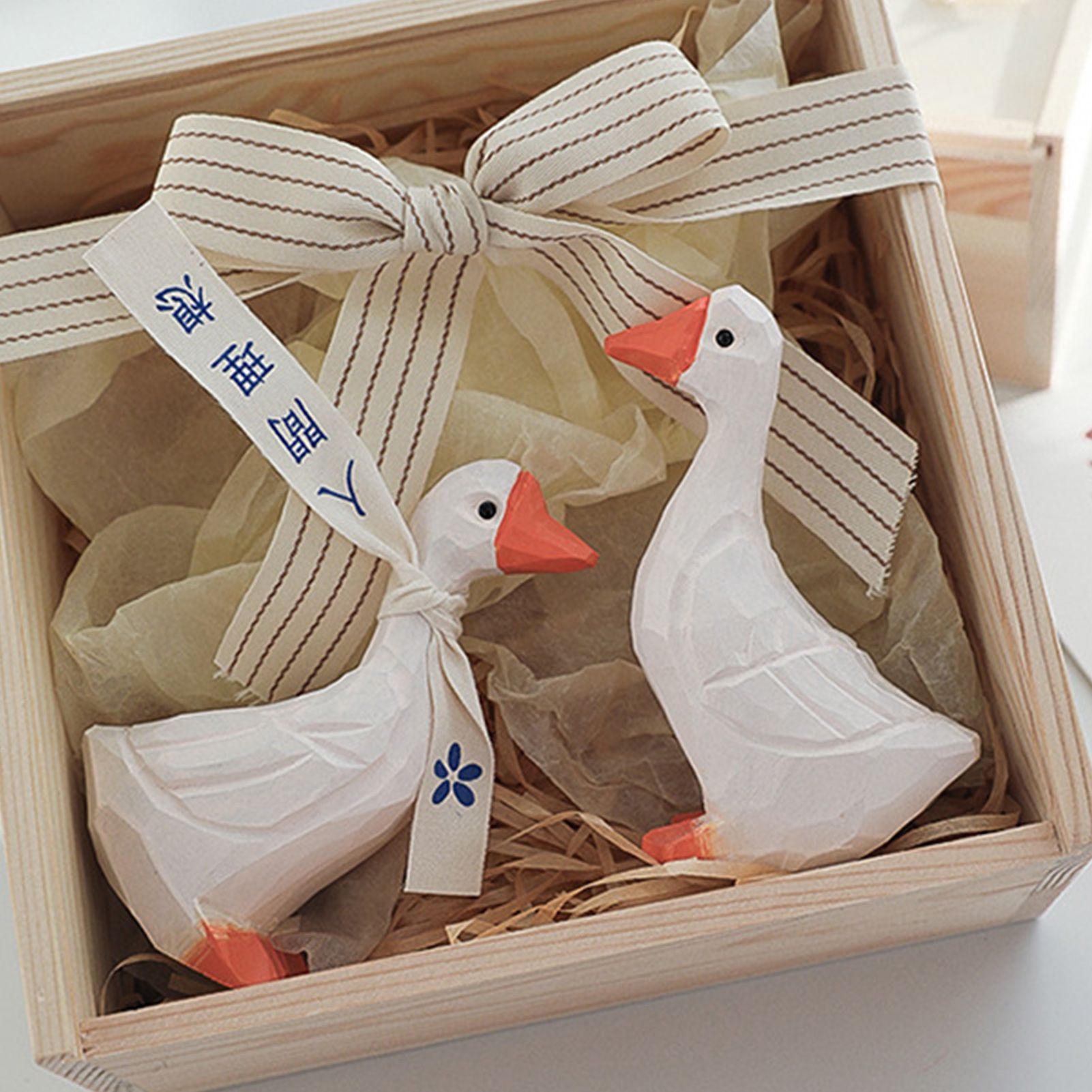 White Duck Ornaments Gypsum Lifelike Duck Figurine Decoration for Home view 9