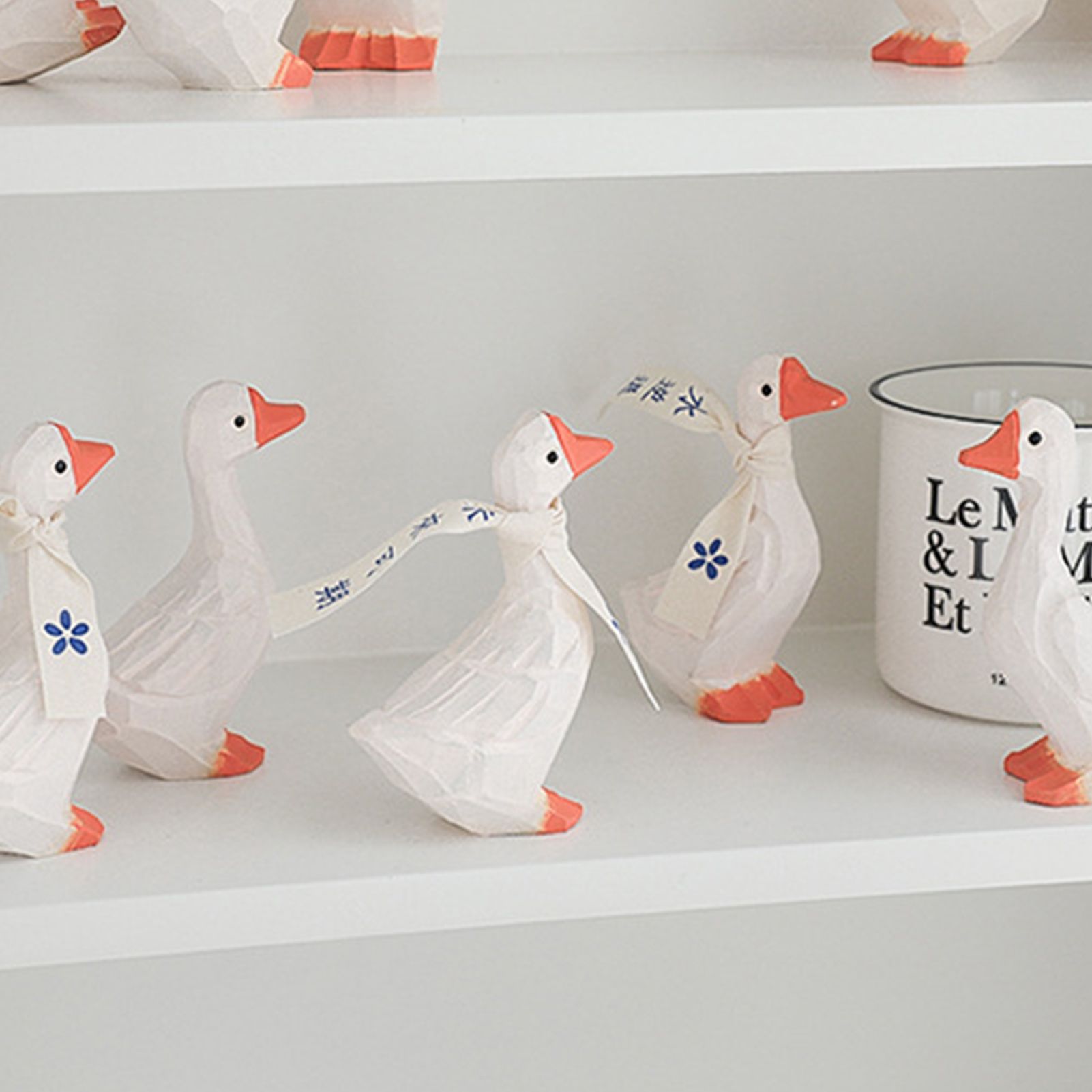 White Duck Ornaments Gypsum Lifelike Duck Figurine Decoration for Home view 11