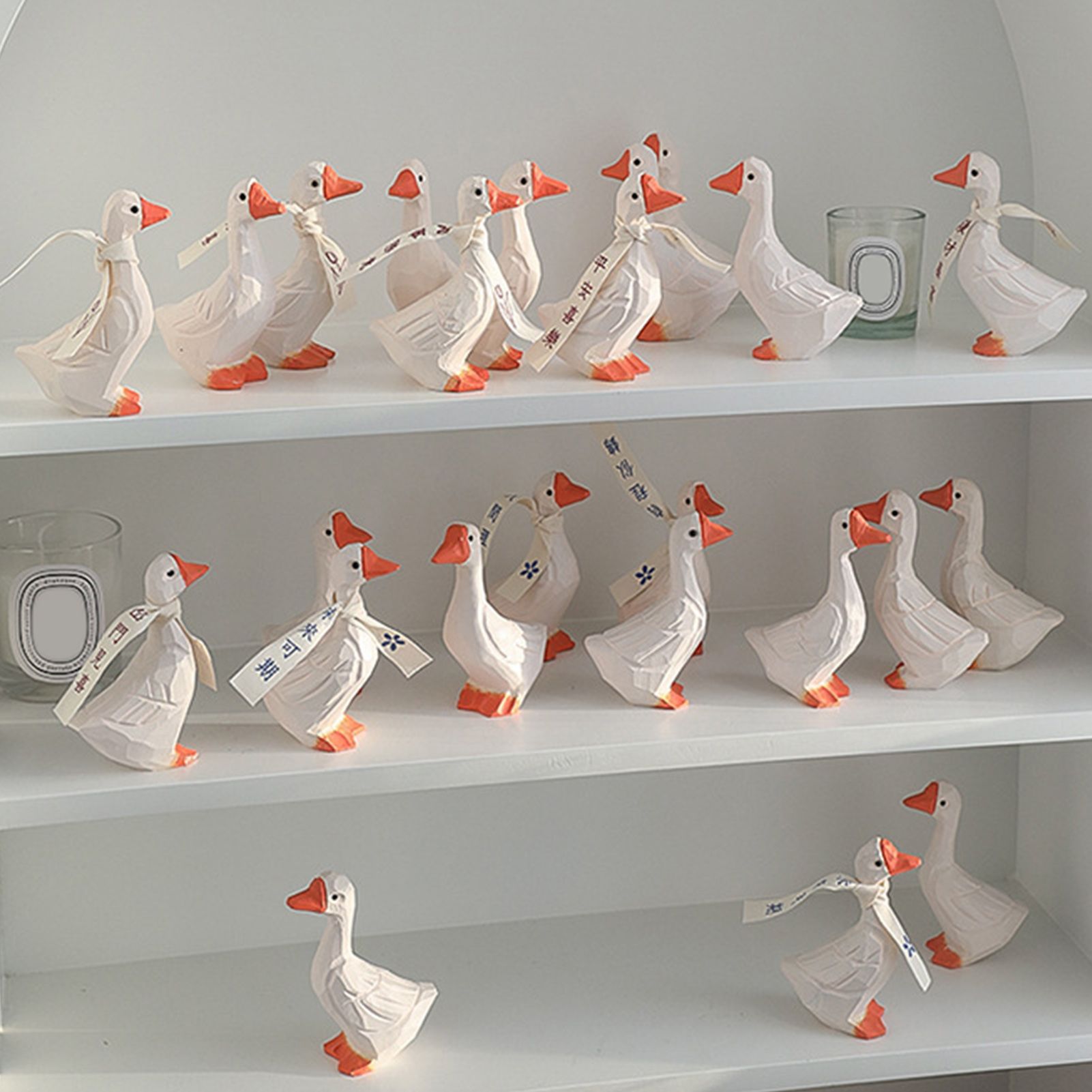 White Duck Ornaments Gypsum Lifelike Duck Figurine Decoration for Home view 13