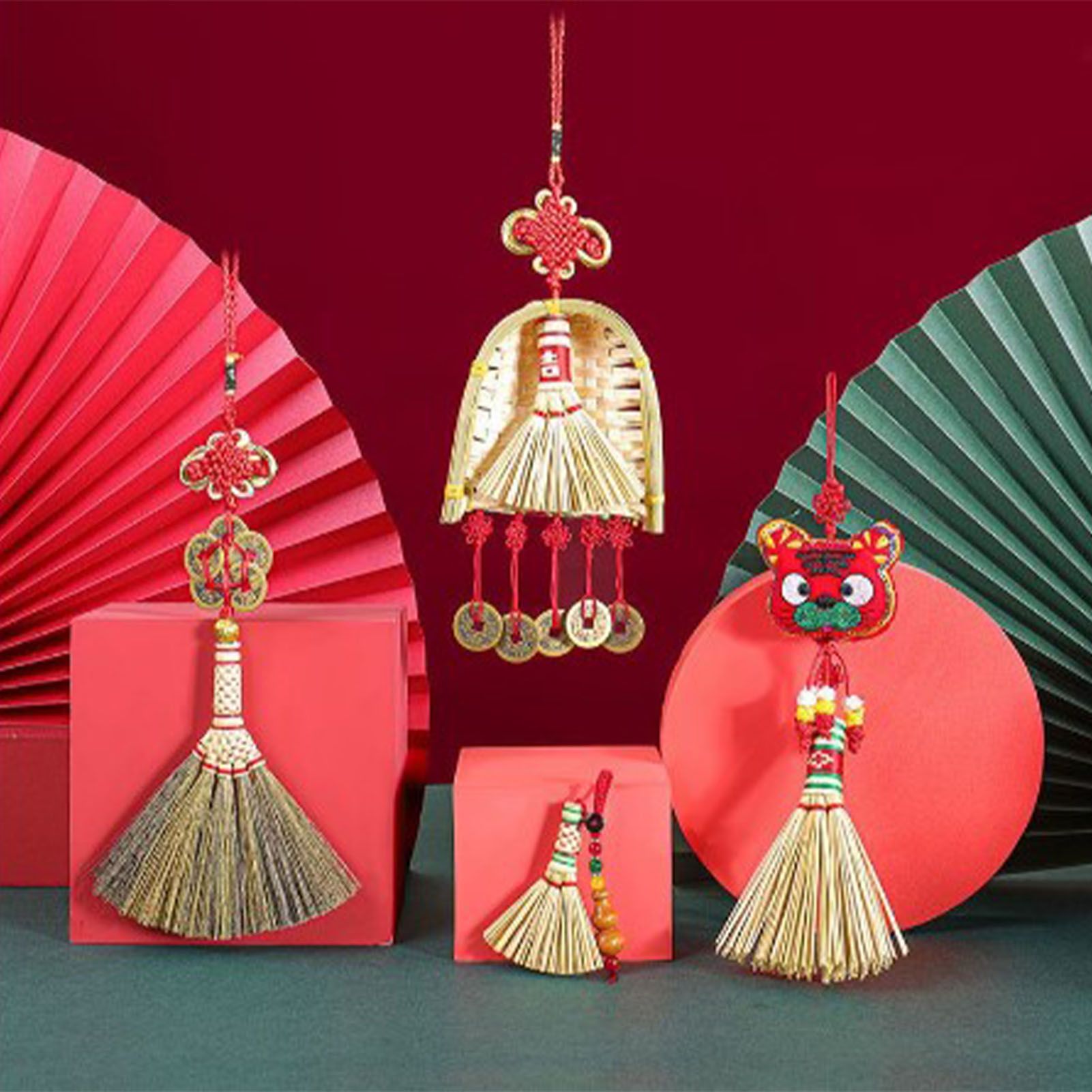Broom Dustpan Decor Chinese Year Ornament Pendant New Tassel Hanging Decor view 6
