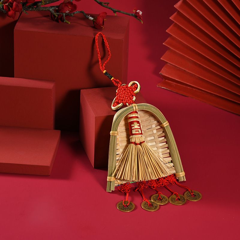 Broom Dustpan Decor Chinese Year Ornament Pendant New Tassel Hanging Decor view 9