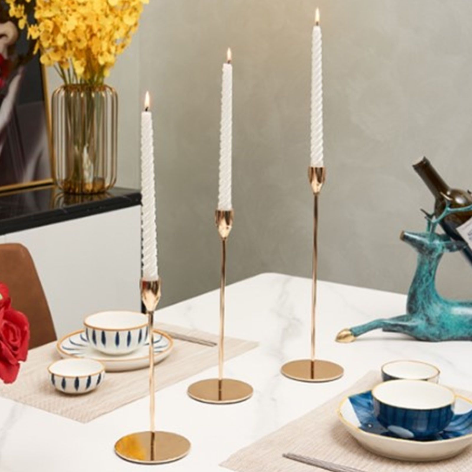 Candle Holders Set of 3 for Taper Candles Decorative Candlestick Metal Stand view 5
