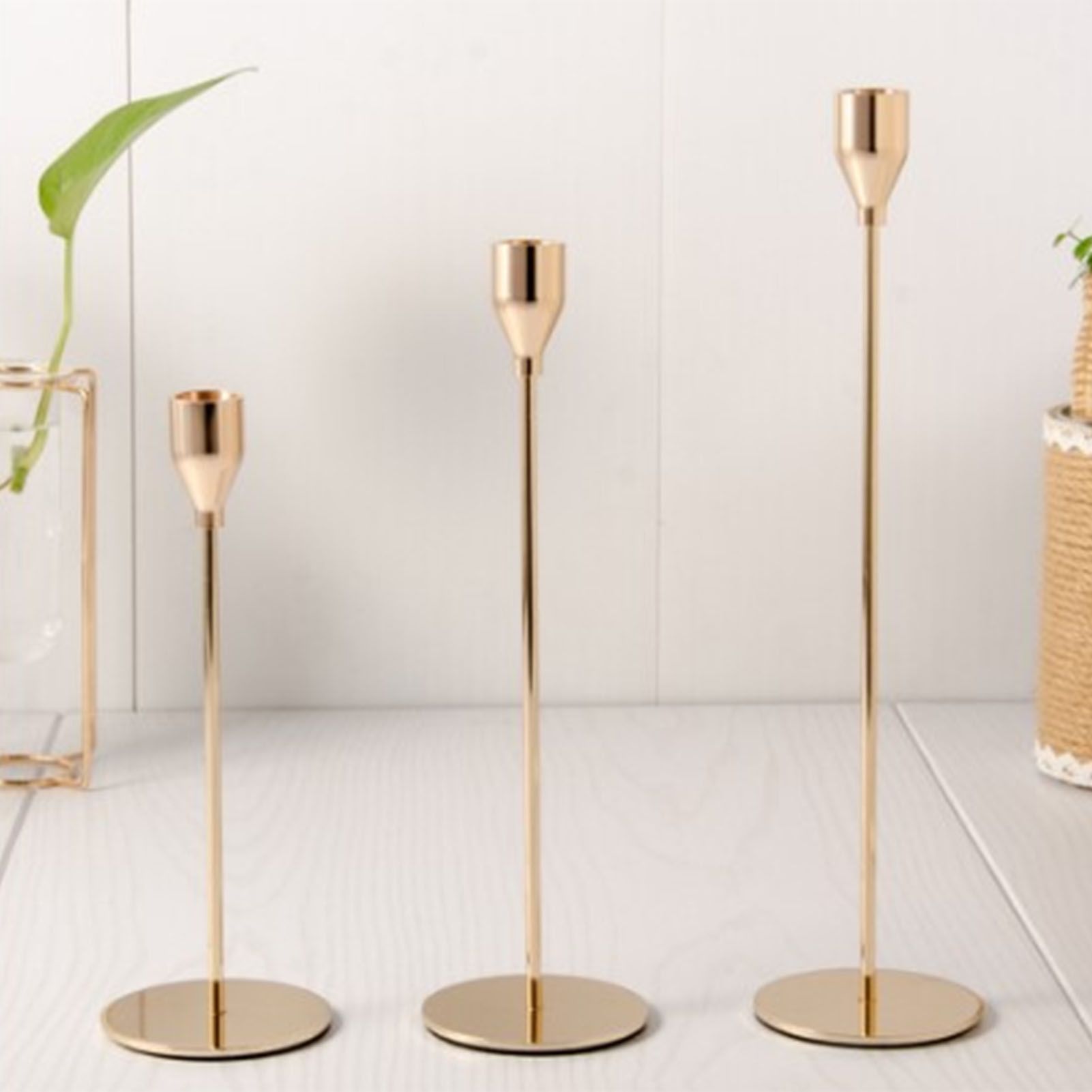 Candle Holders Set of 3 for Taper Candles Decorative Candlestick Metal Stand view 11