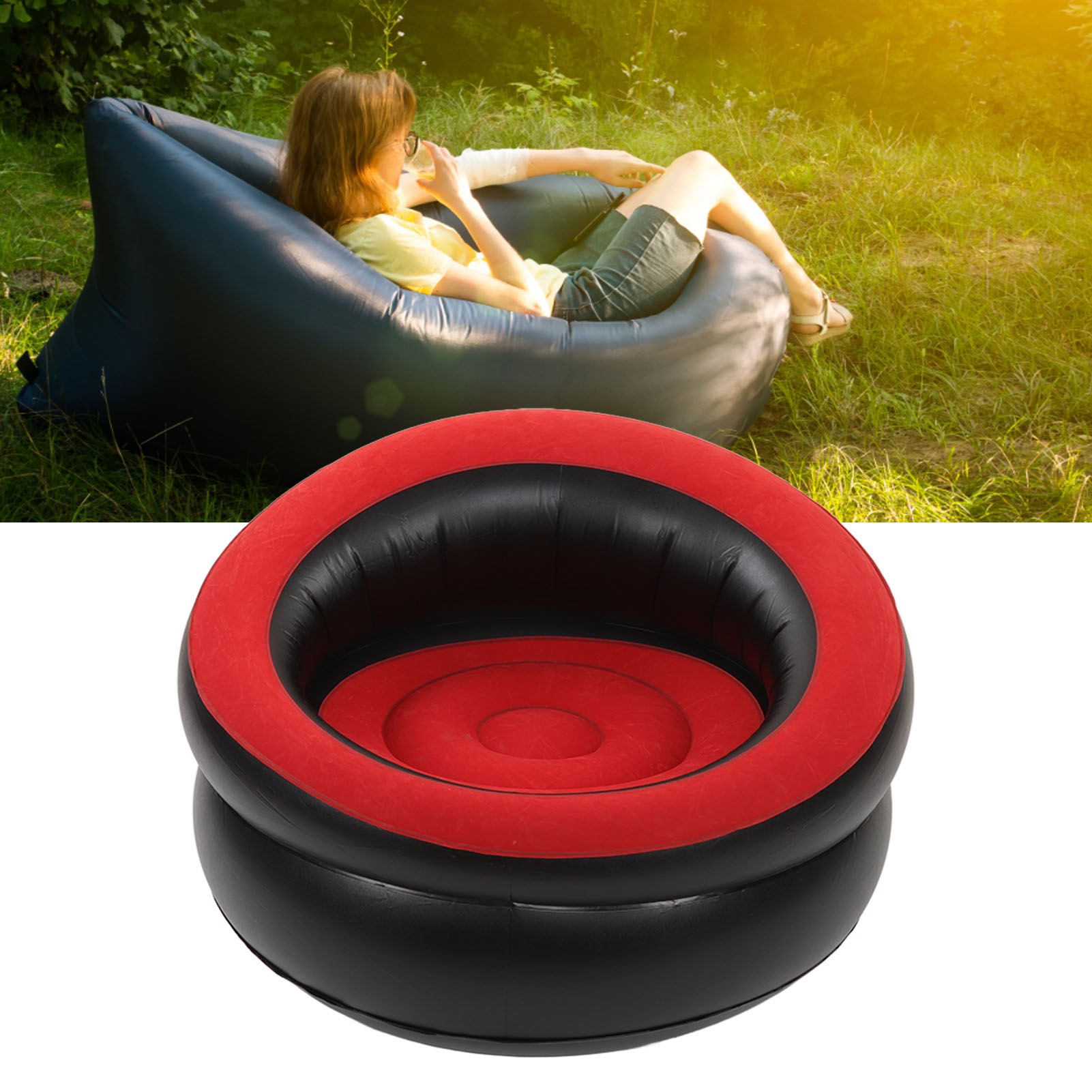 Inflatable Couch Flocking Air Sofa Simple Inflatable Chair for Living Room view 11