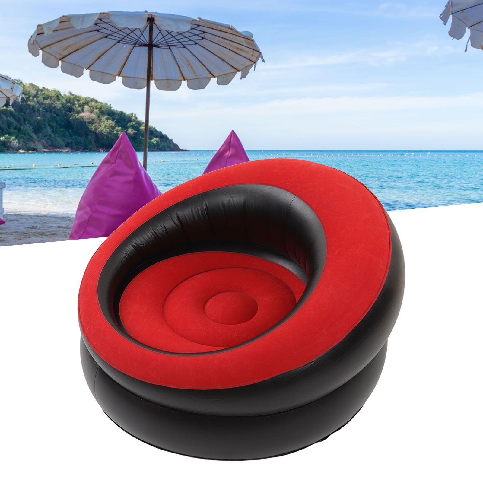 Inflatable Couch Flocking Air Sofa Simple Inflatable Chair for Living Room view 12
