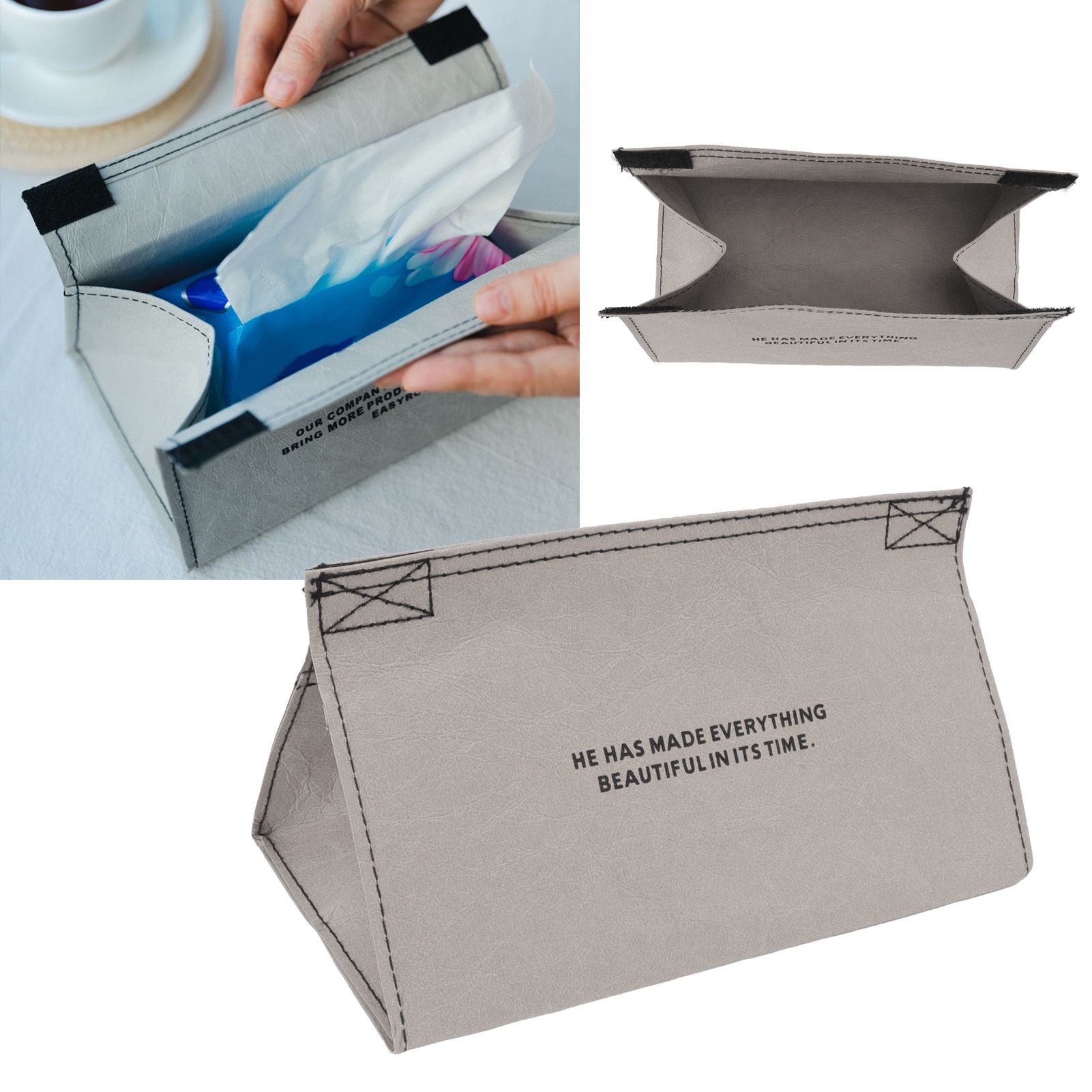 Tissue Box Cover Leather Tissue Dispenser Waterproof Simple Modern Style for view 12