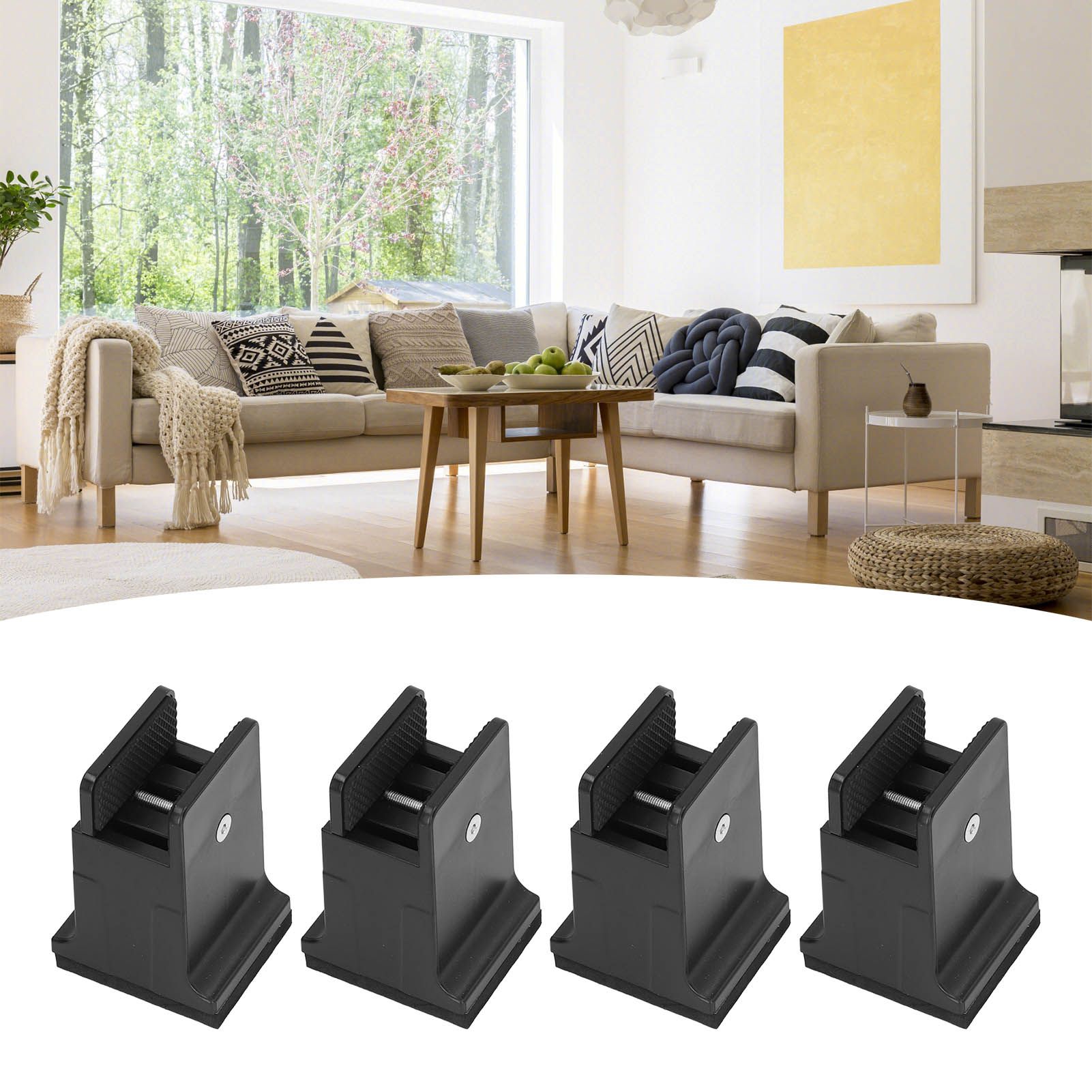 4pcs Adjustable Furniture Risers with Screw Clamp Rubber Bed Couch Risers for view 11