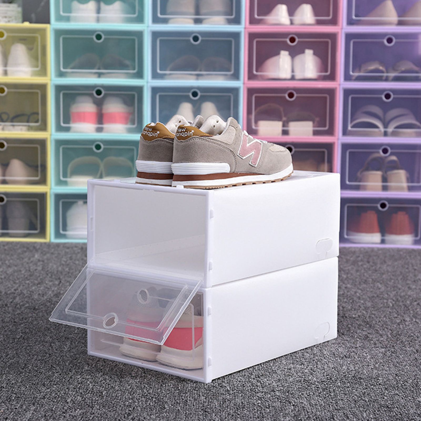 6PCS Shoe Storage Box Large White Thickened Transparent Clamshell Shoe view 10