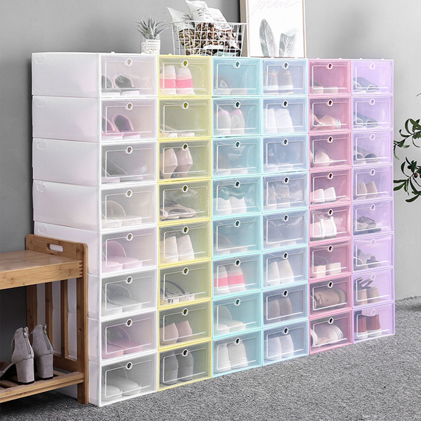 6PCS Shoe Storage Box Large White Thickened Transparent Clamshell Shoe view 11