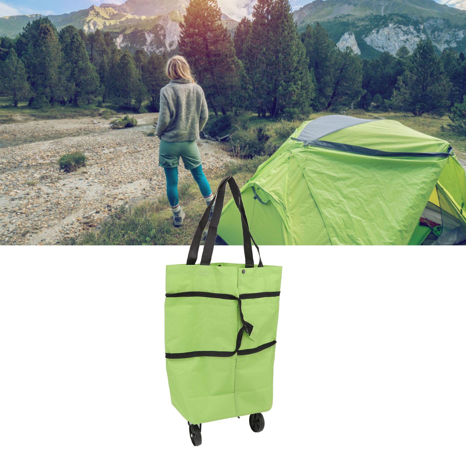 Shopping Cart Foldable Bag Large Capacity Zipper Design Oxford Cloth with view 11