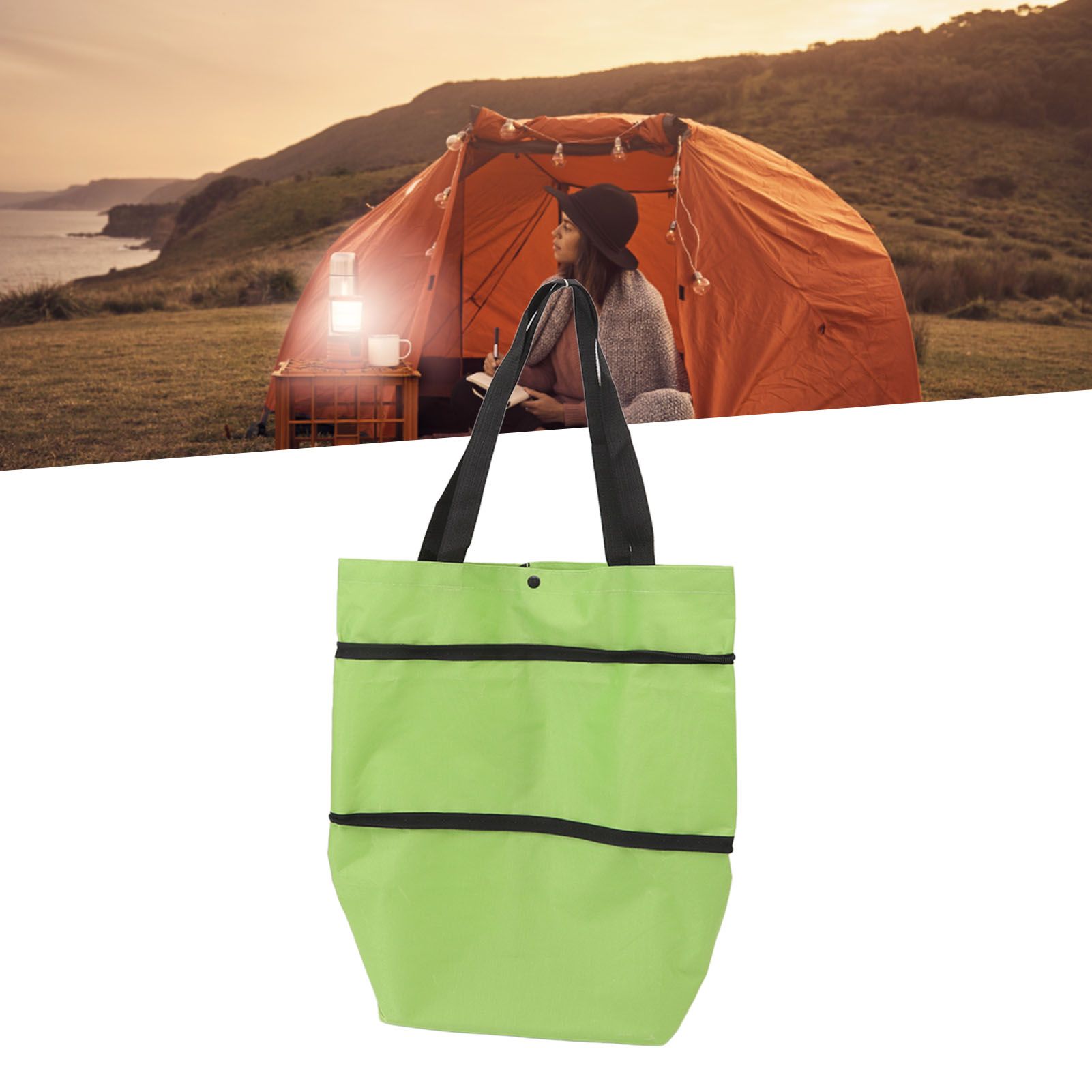 Shopping Cart Foldable Bag Large Capacity Zipper Design Oxford Cloth with view 12