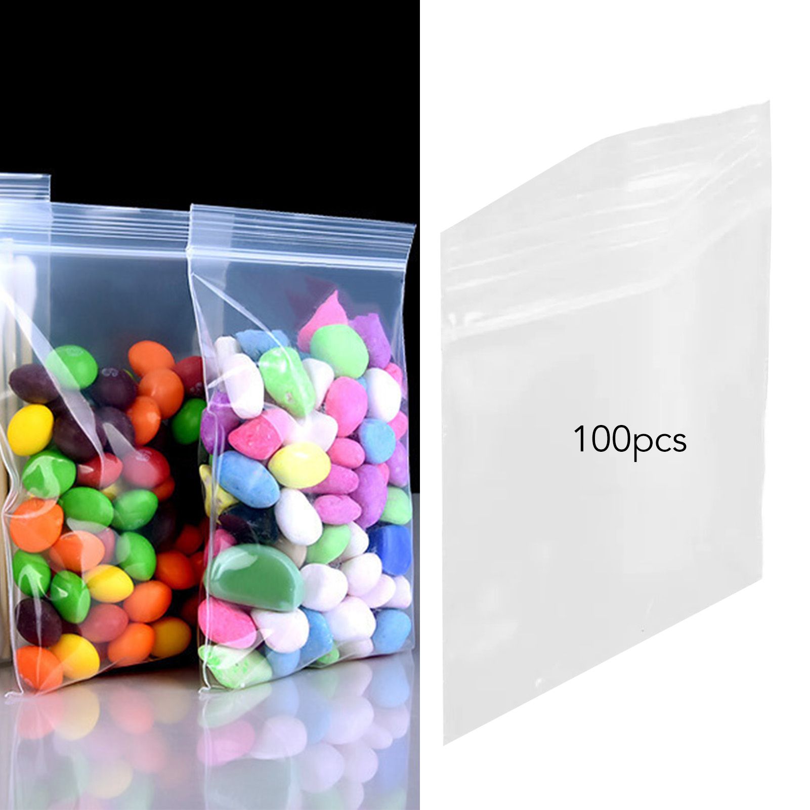 100pcs Snack Storage Bags Transparent Leakage Proof Thick Clear Zip PE Sealed view 6