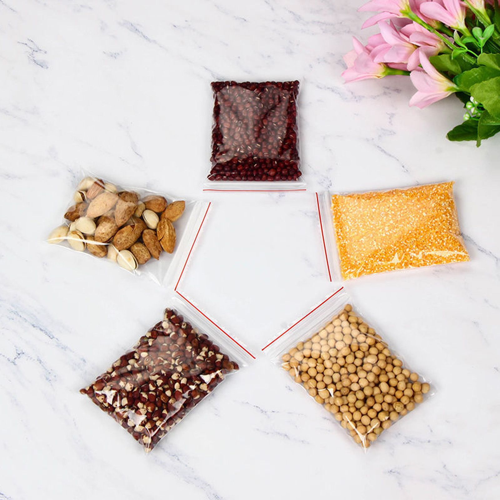 100pcs Snack Storage Bags Transparent Leakage Proof Thick Clear Zip PE Sealed view 10