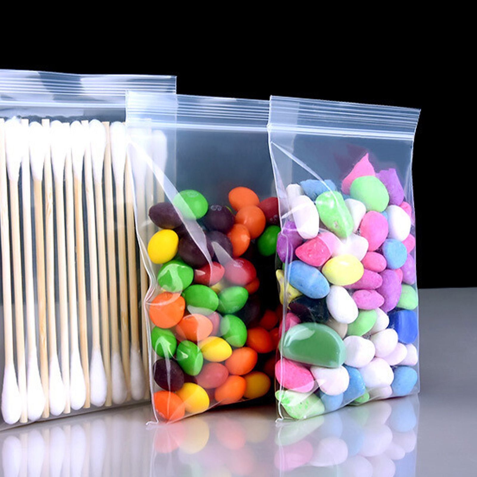 100pcs Snack Storage Bags Transparent Leakage Proof Thick Clear Zip PE Sealed view 14