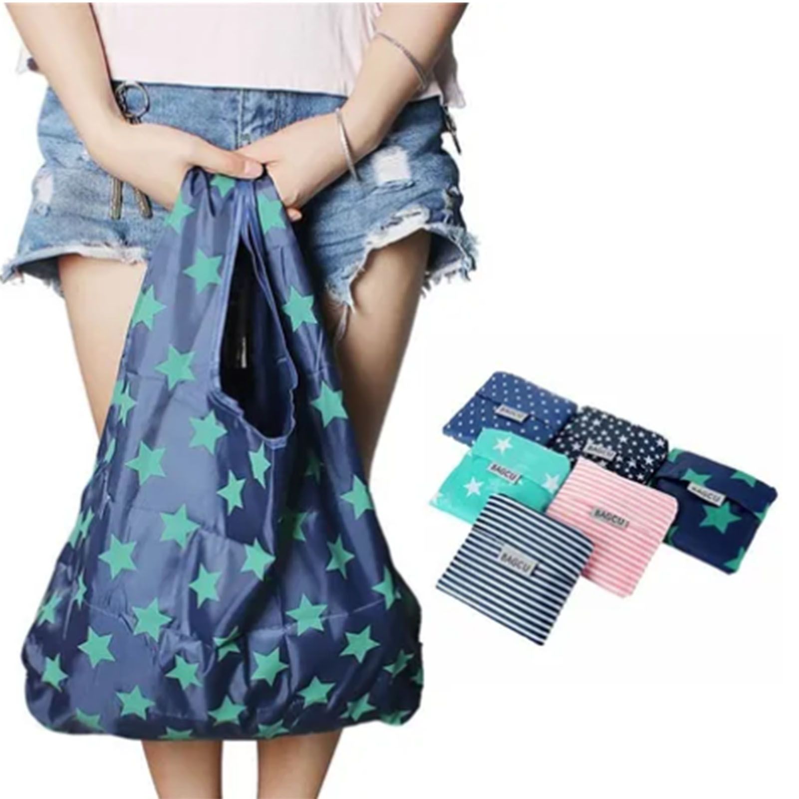 10Pcs Grocery Bag Foldable Polyester Large Capacity Reusable Shopping Bag for view 5