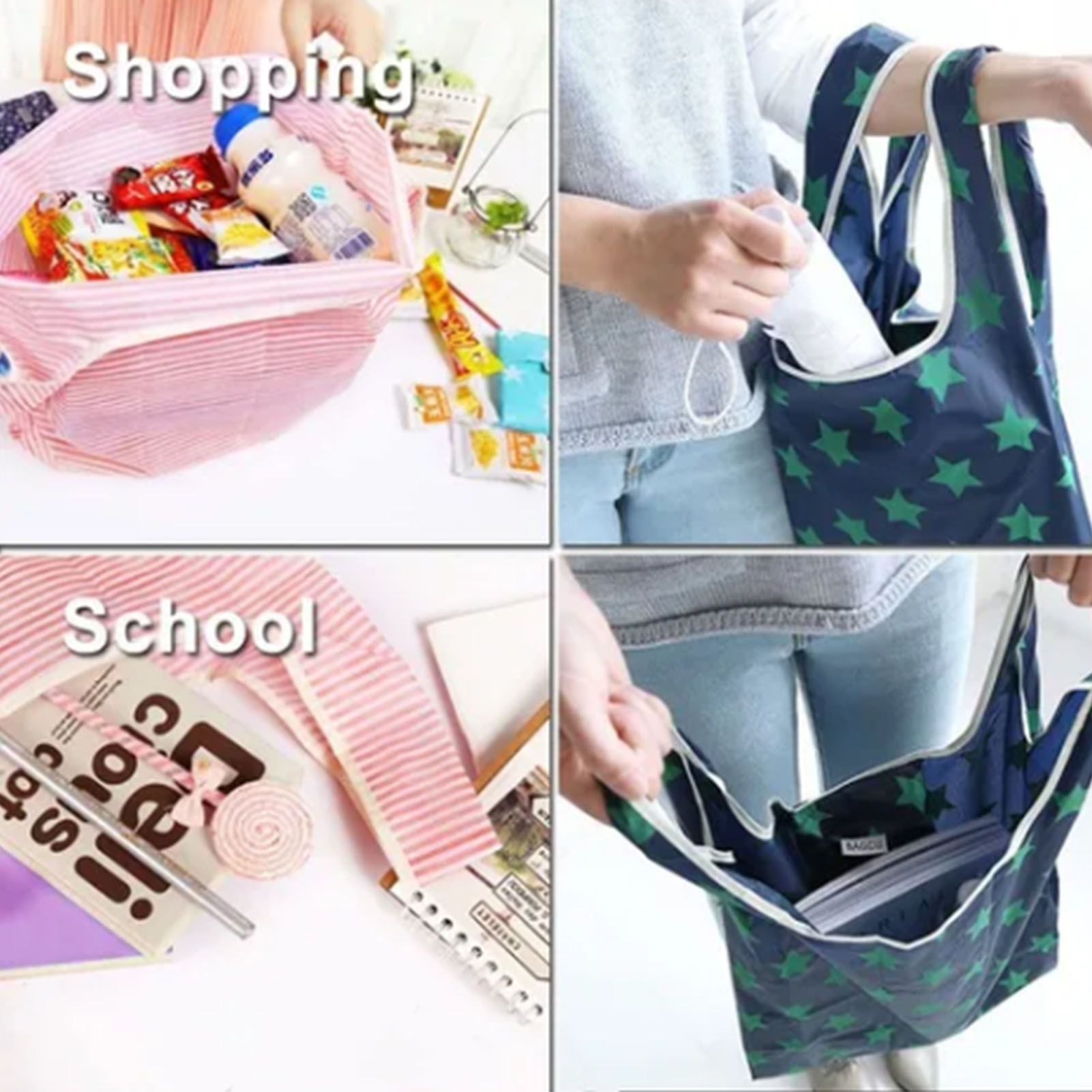 10Pcs Grocery Bag Foldable Polyester Large Capacity Reusable Shopping Bag for view 8