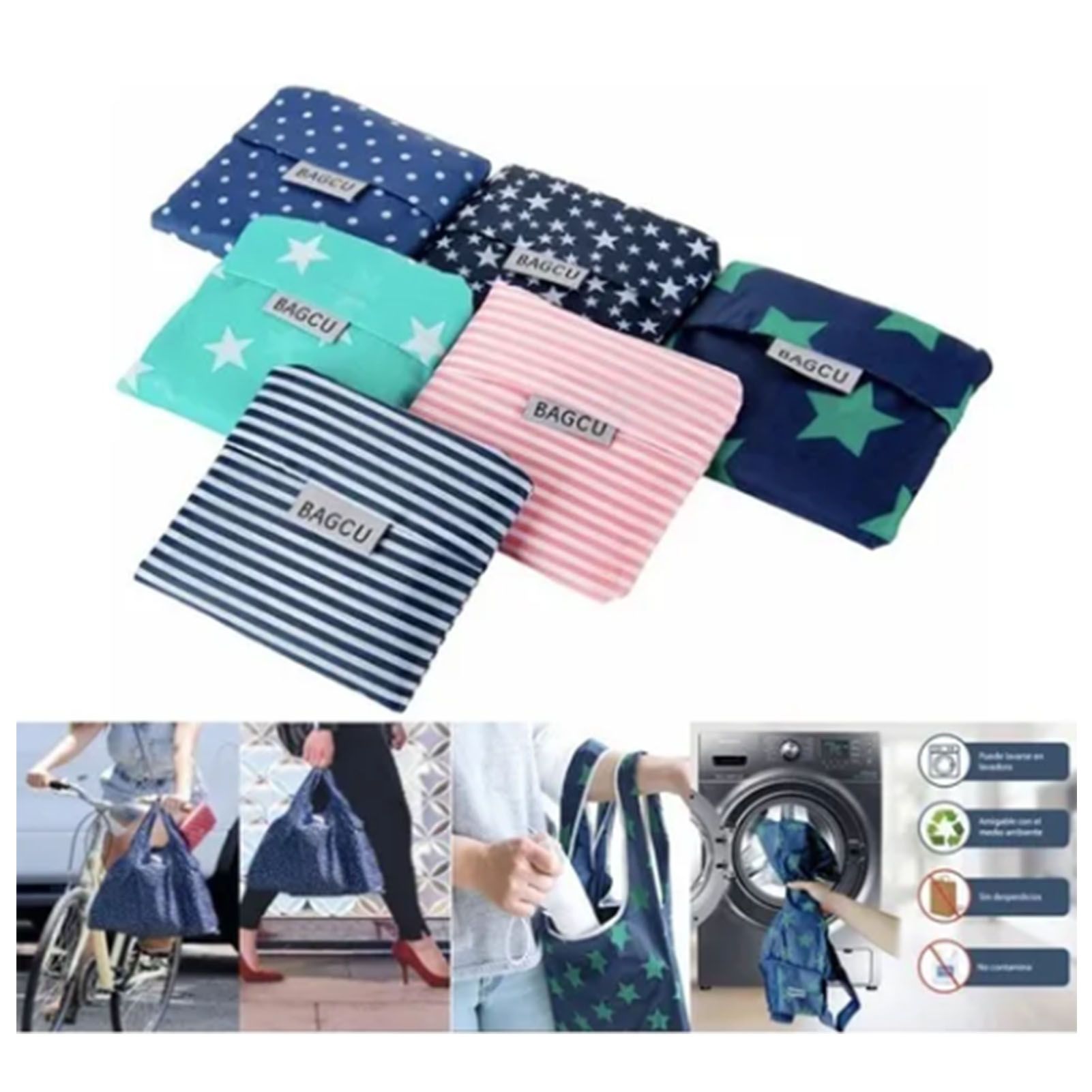 10Pcs Grocery Bag Foldable Polyester Large Capacity Reusable Shopping Bag for view 13