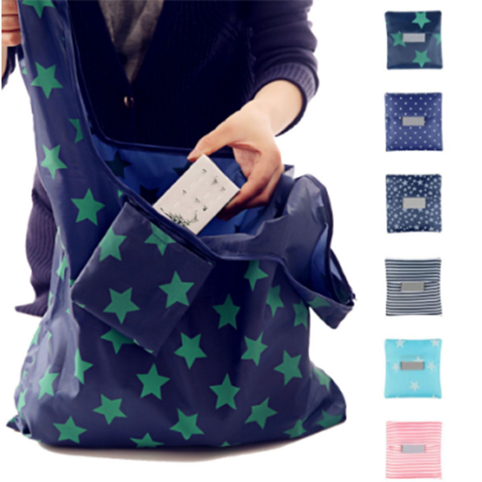 10Pcs Grocery Bag Foldable Polyester Large Capacity Reusable Shopping Bag for view 14