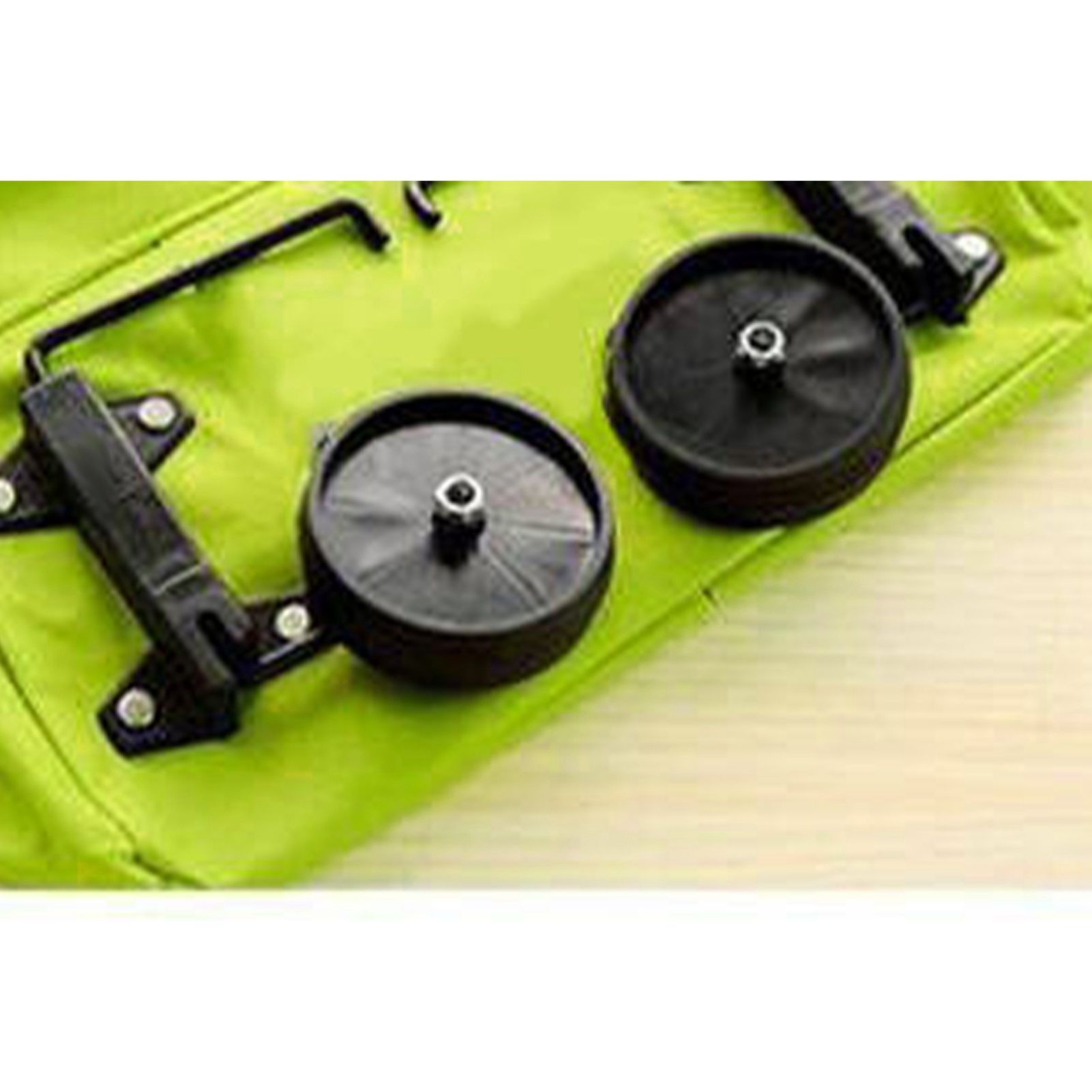 Green Foldable Shopping Bag with Wheels Pure Color Expandable Oxford Cloth view 3