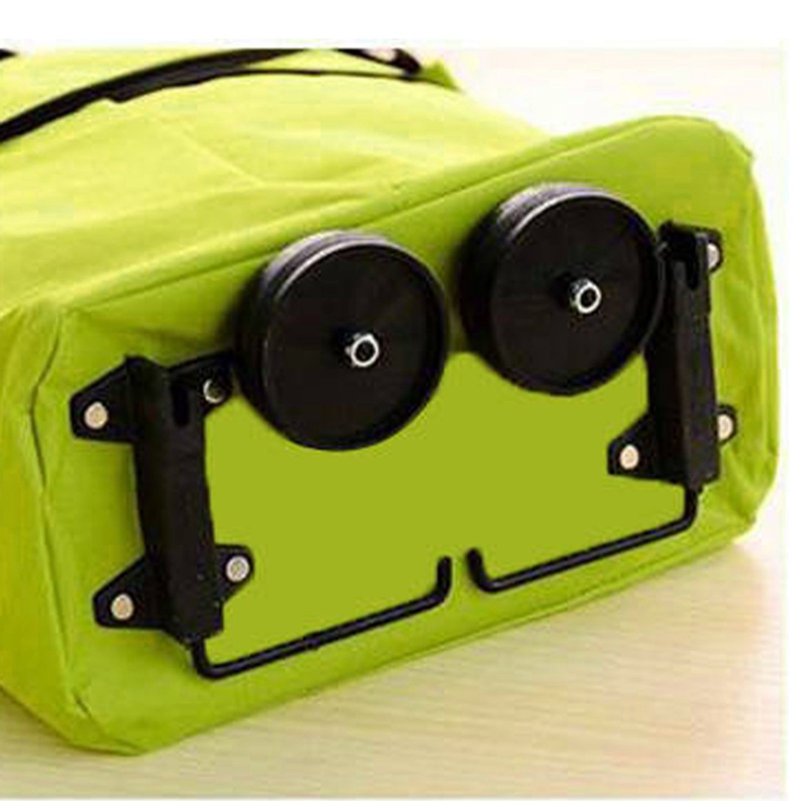 Green Foldable Shopping Bag with Wheels Pure Color Expandable Oxford Cloth view 5