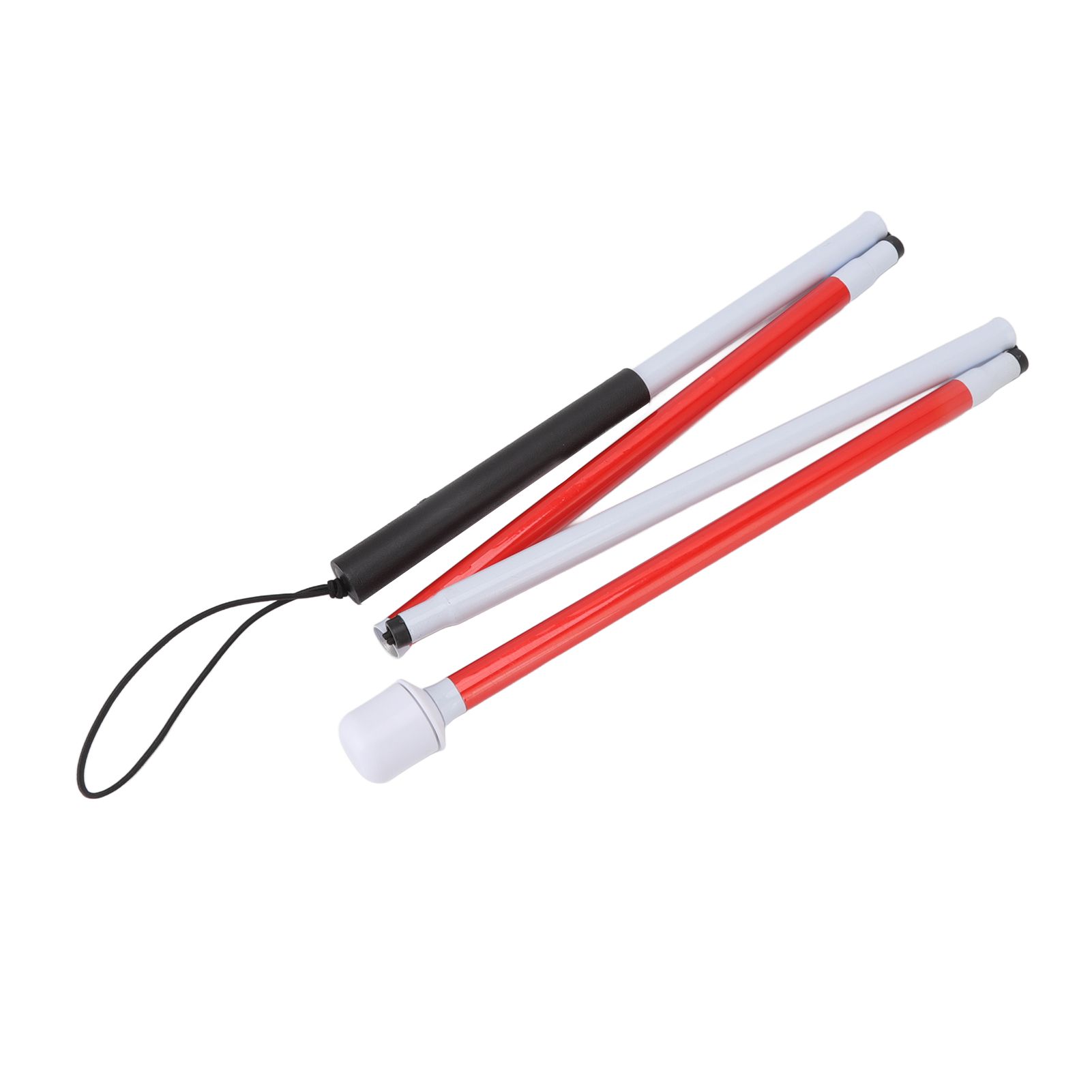 Folding Blind Cane Anti Slip Handle Red White Aluminium Lightweight Folding view 6