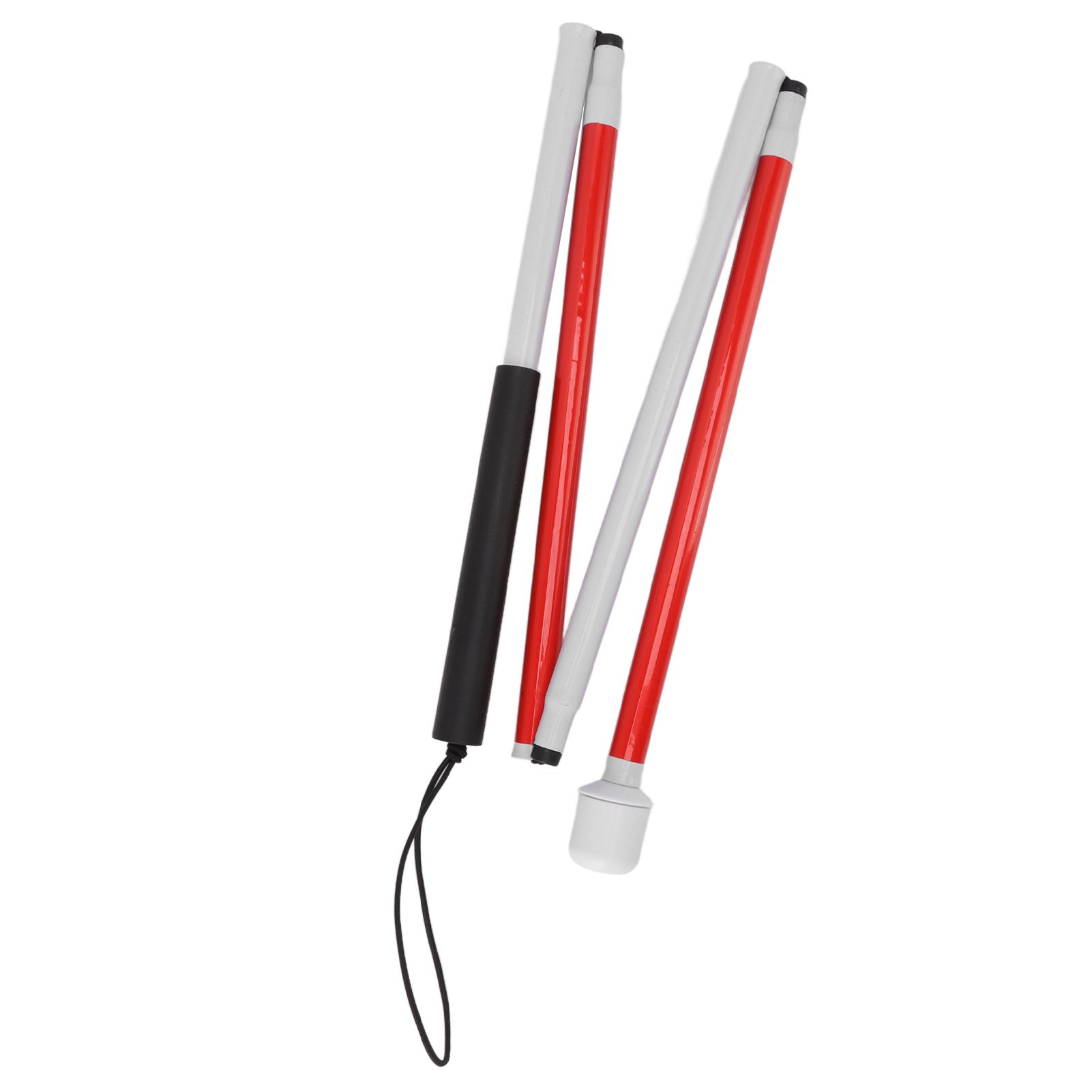 Folding Blind Cane Anti Slip Handle Red White Aluminium Lightweight Folding view 7