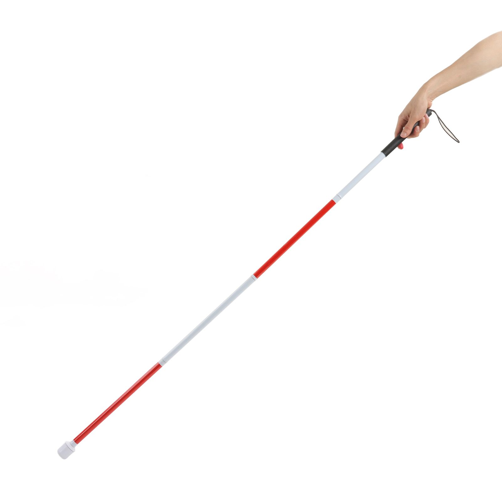 Folding Blind Cane Anti Slip Handle Red White Aluminium Lightweight Folding view 9